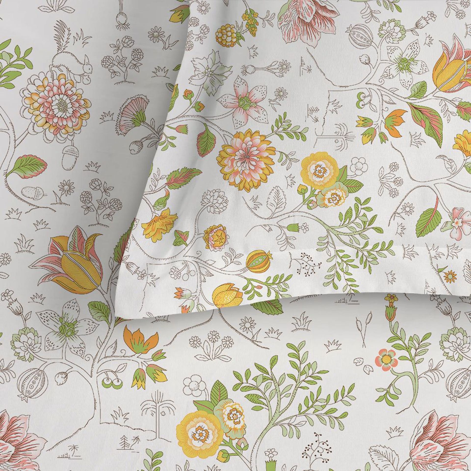 Floral 144 TC 100% Cotton Yellow King Fitted Sheet Set | Pure Nest