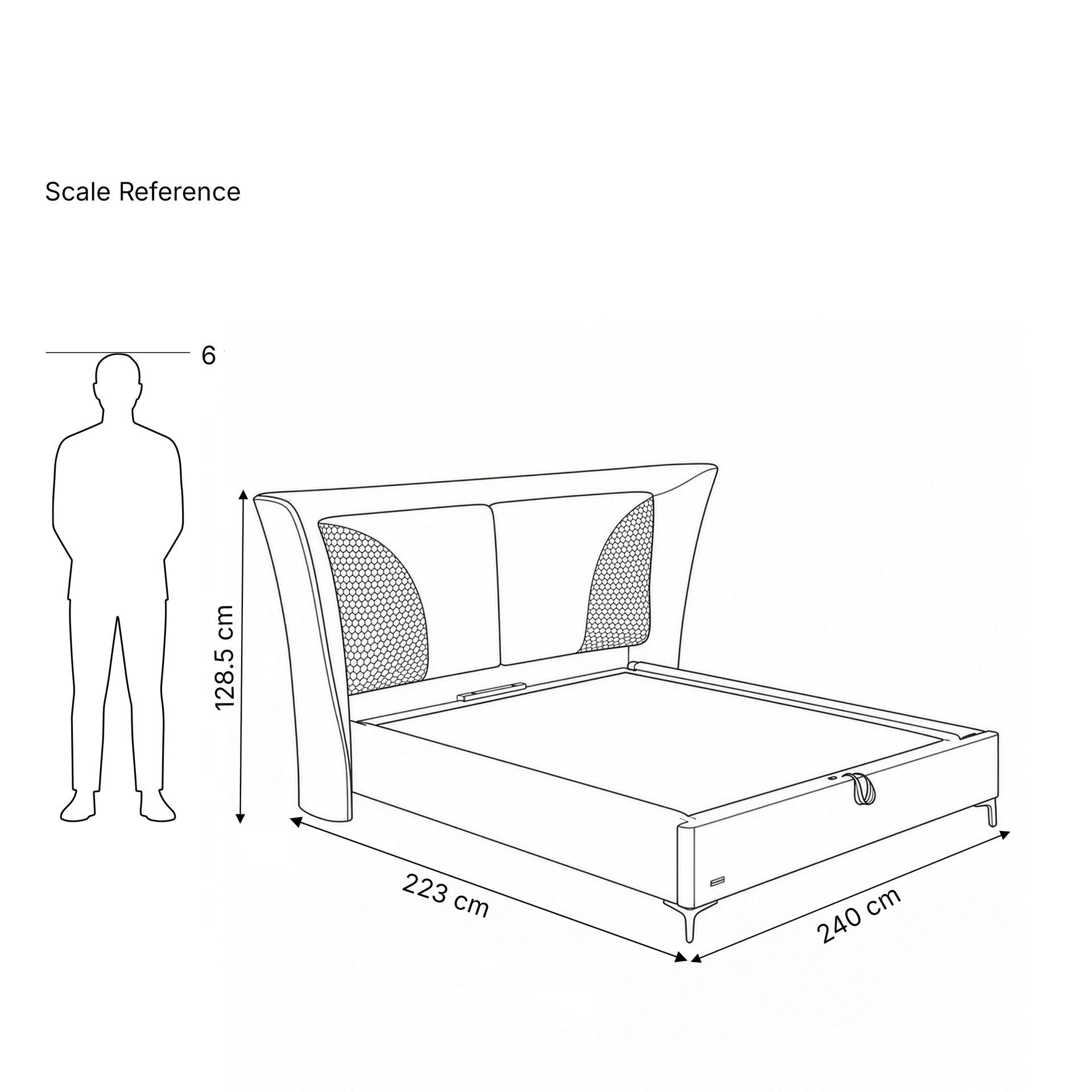 Regalia King Size Bed without Storage SilkStone Vegan Leather Upholstery