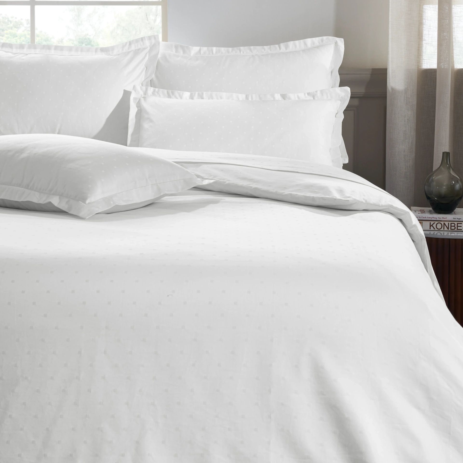 Solid Dyed 1000 TC 100% Cotton White King Fitted Sheet Set | Ricaso