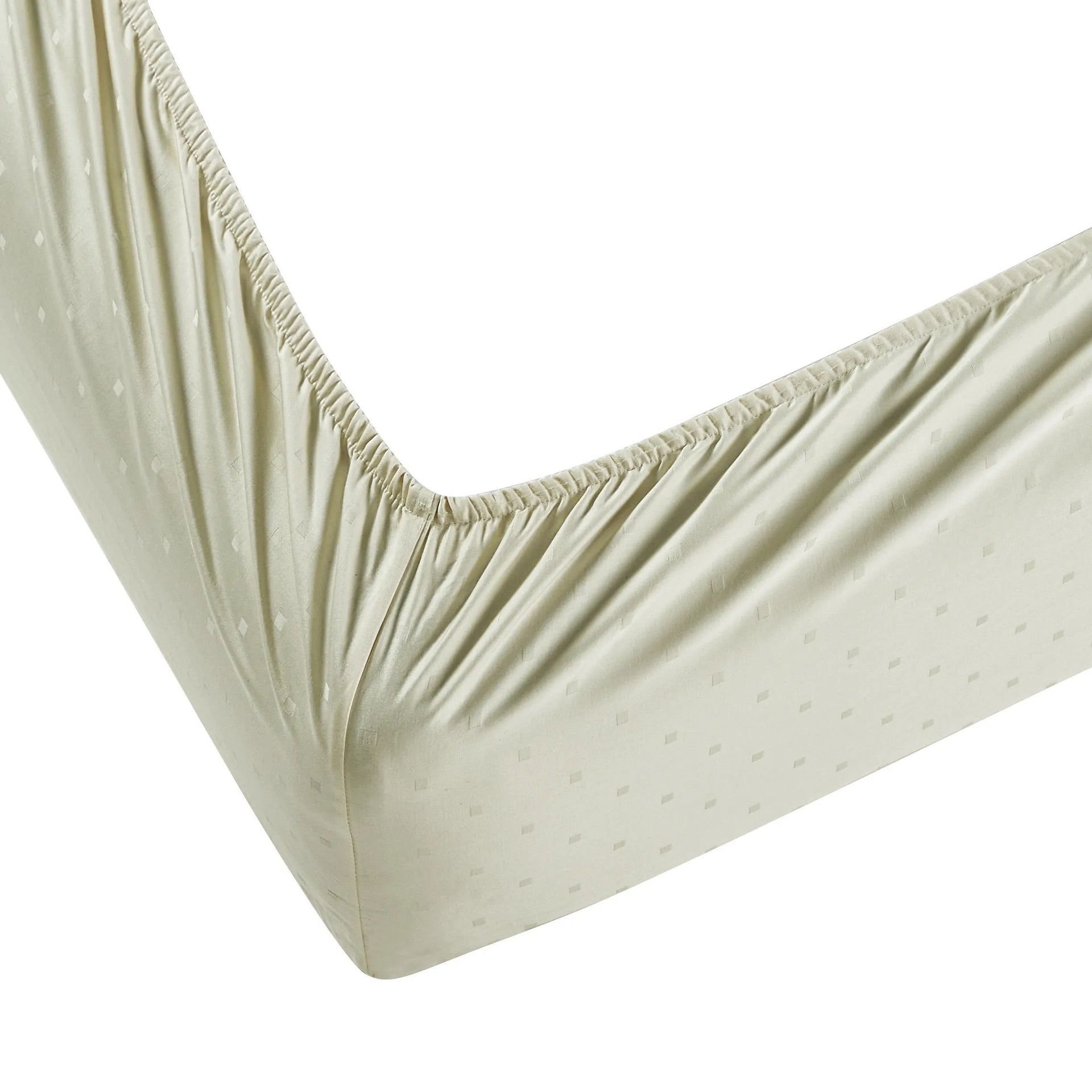 Solid Dyed 1000 TC 100% Cotton Ivory King Fitted Sheet Set | Ricaso