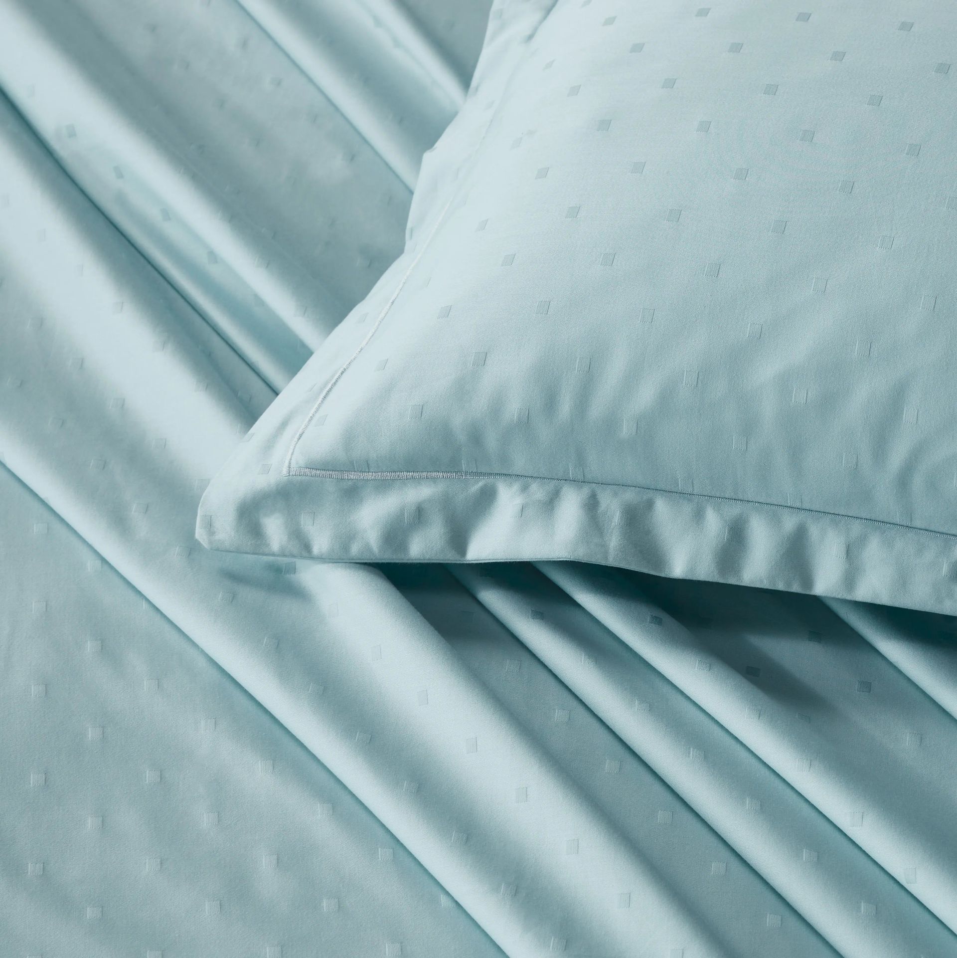Solid Dyed 1000 TC 100% Cotton Blue Sky King Fitted Sheet Set | Ricaso