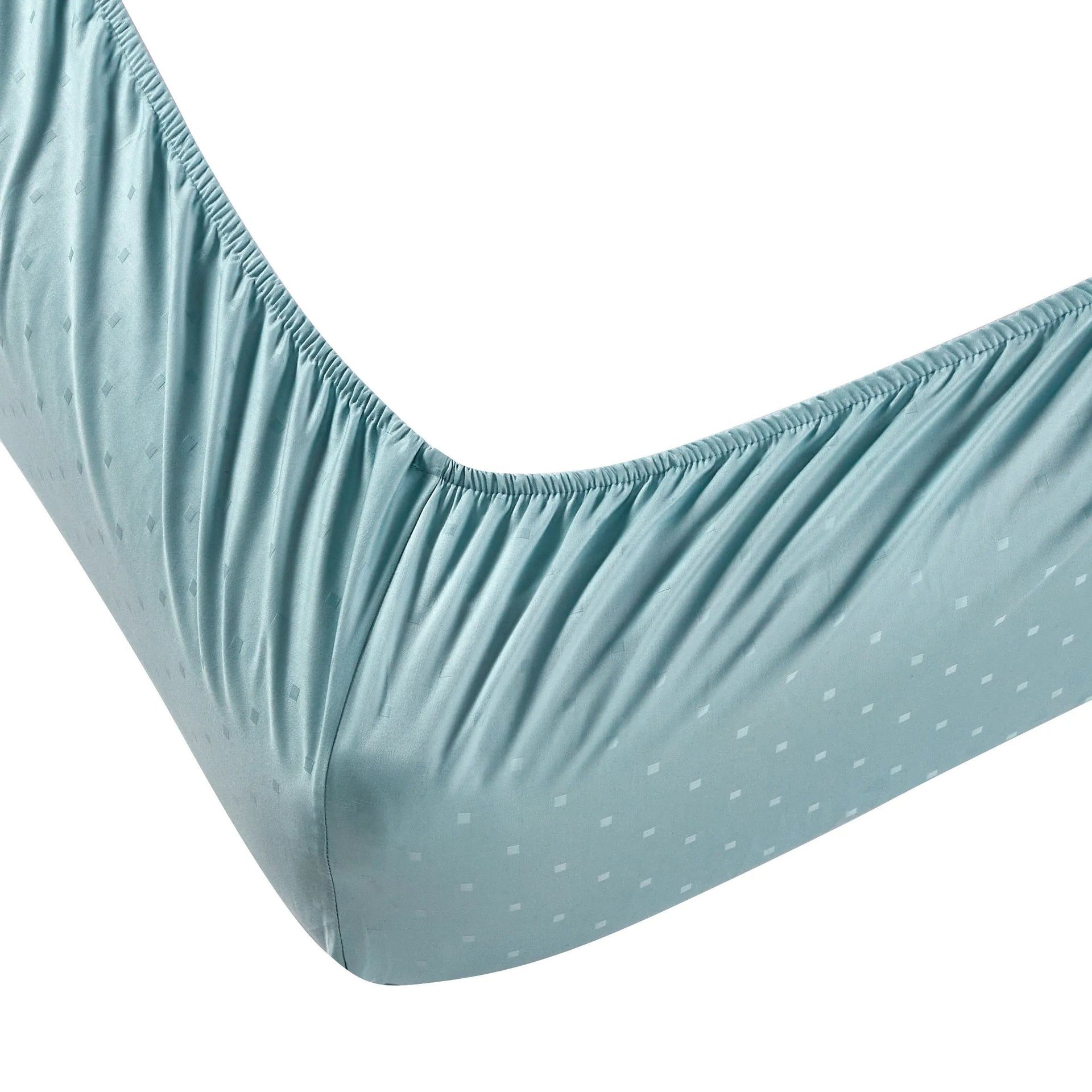 Solid Dyed 1000 TC 100% Cotton Blue Sky King Fitted Sheet Set | Ricaso