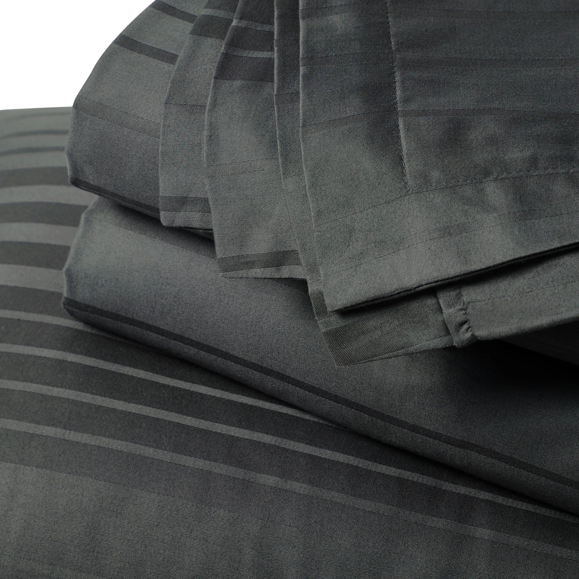 Solid Dyed 400 TC 100% Cotton Dark Grey Super King Bedsheet Set | Seraya