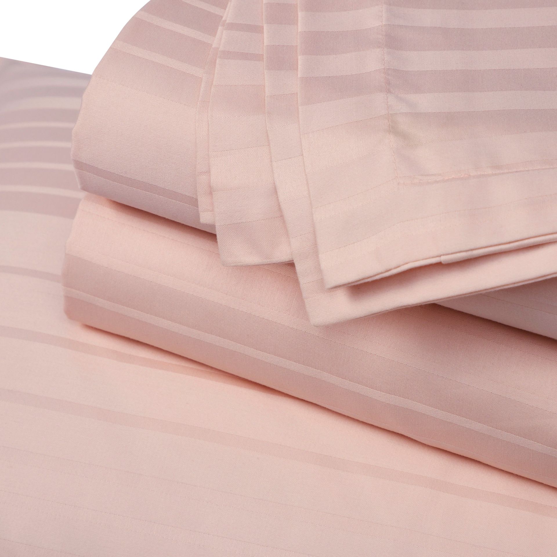 Solid Dyed 400 TC 100% Cotton Veiled Rose King Fitted Sheet Set | Seraya