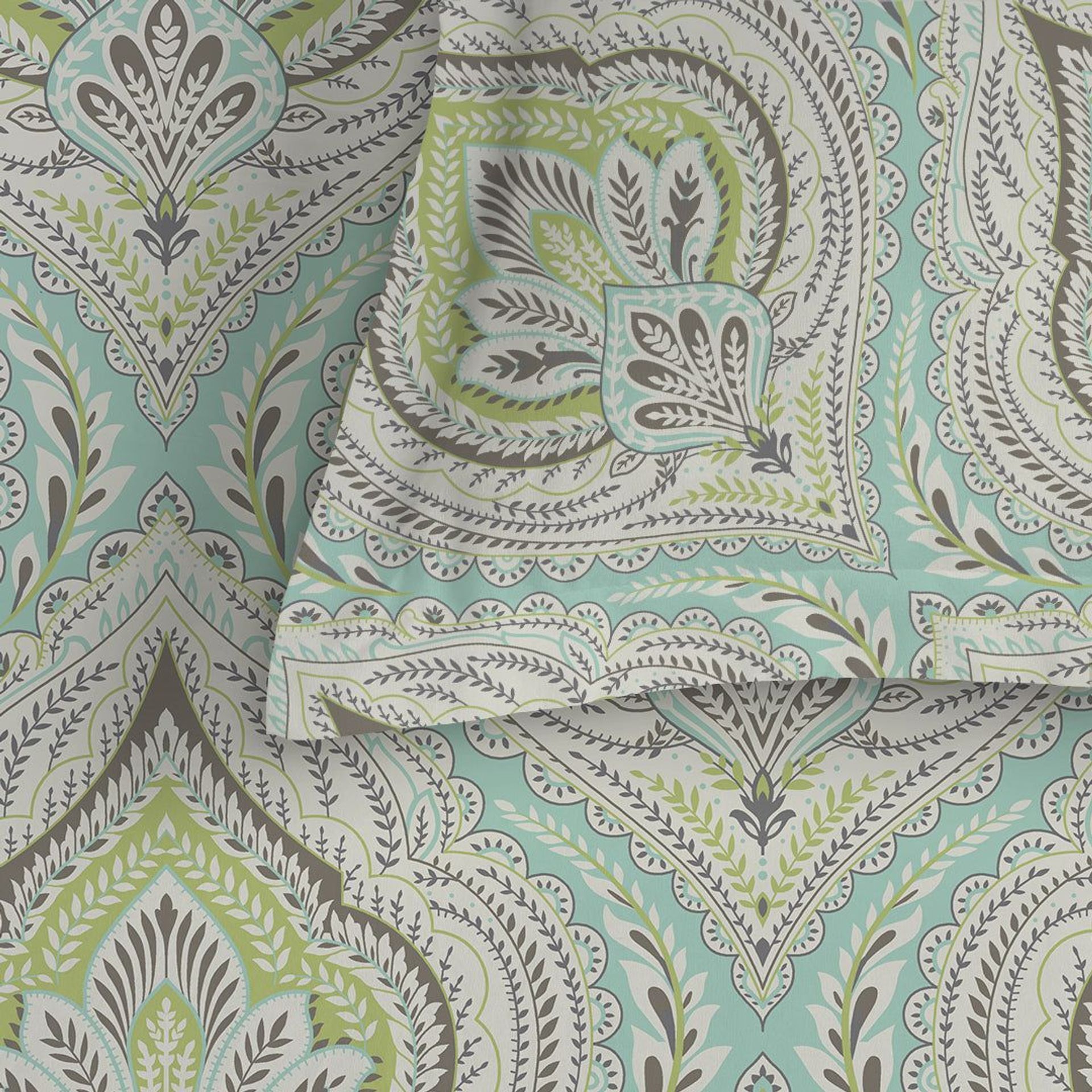 Indian Heritage 120 GSM Microfibre Muted Green Queen Bedsheet Set | Serene Nest