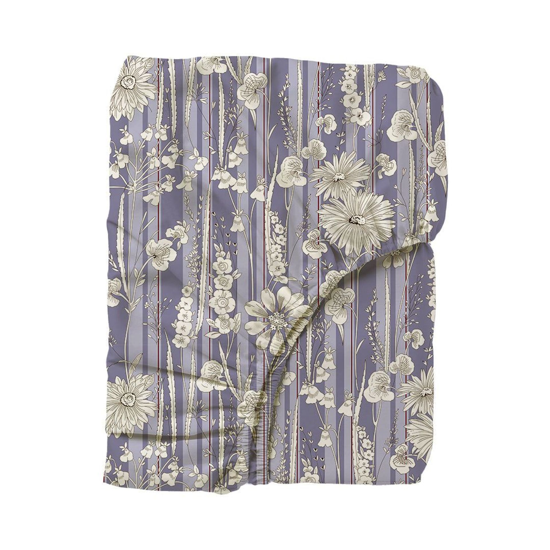 Floral 120 GSM Microfibre Blue Grey Queen Fitted Sheet Set | Serene Nest