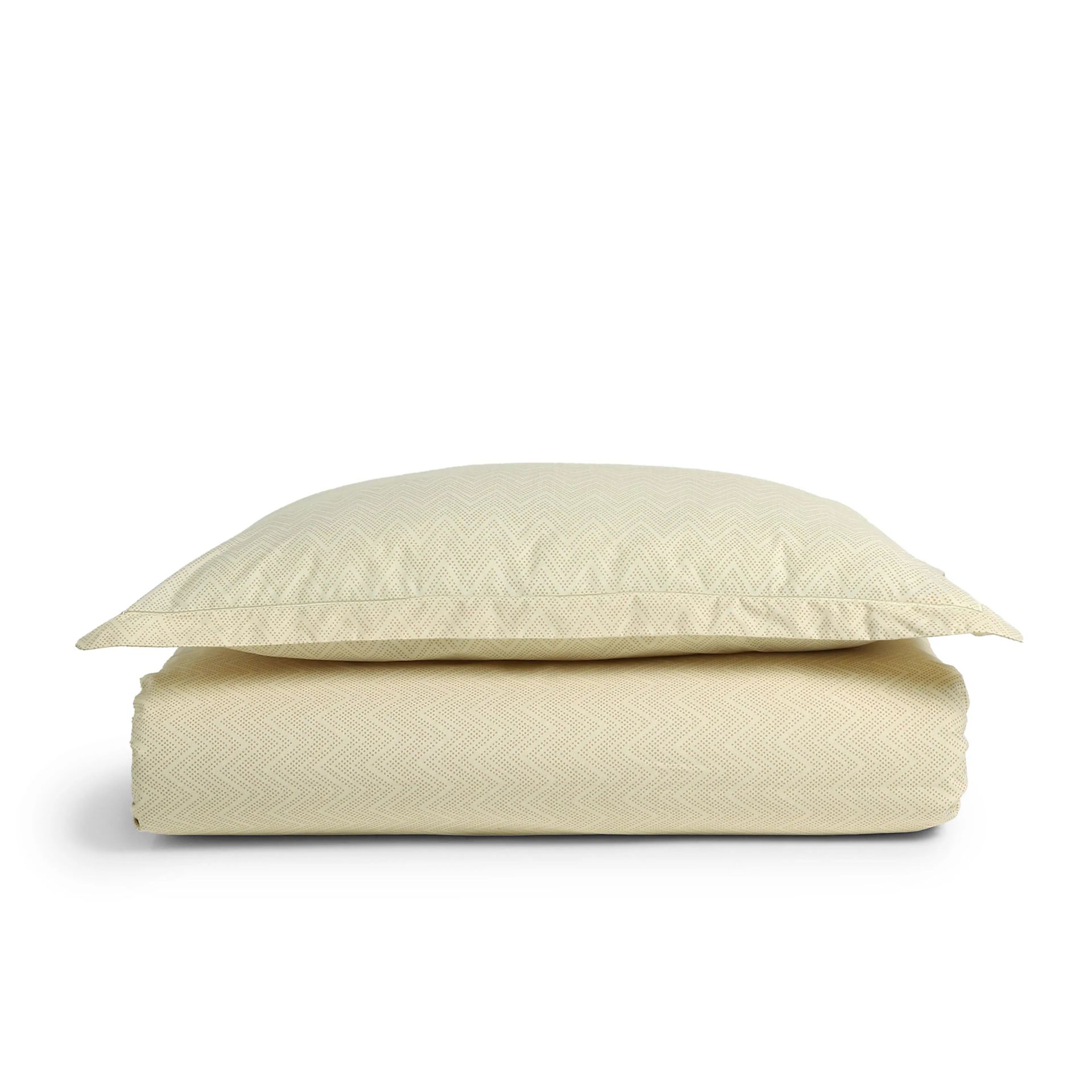 Geometric 200 TC Cotton Beige Single Bedsheet Set | Threadscapes