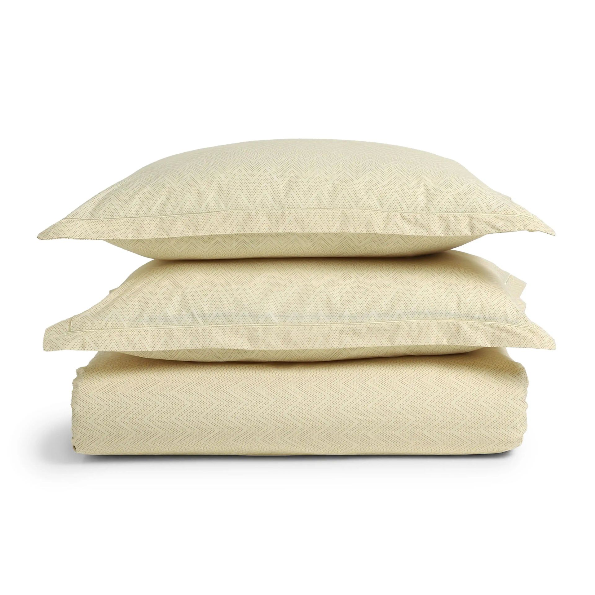 Geometric 200 TC 100% Cotton Beige Super King Bedsheet Set | Threadscapes