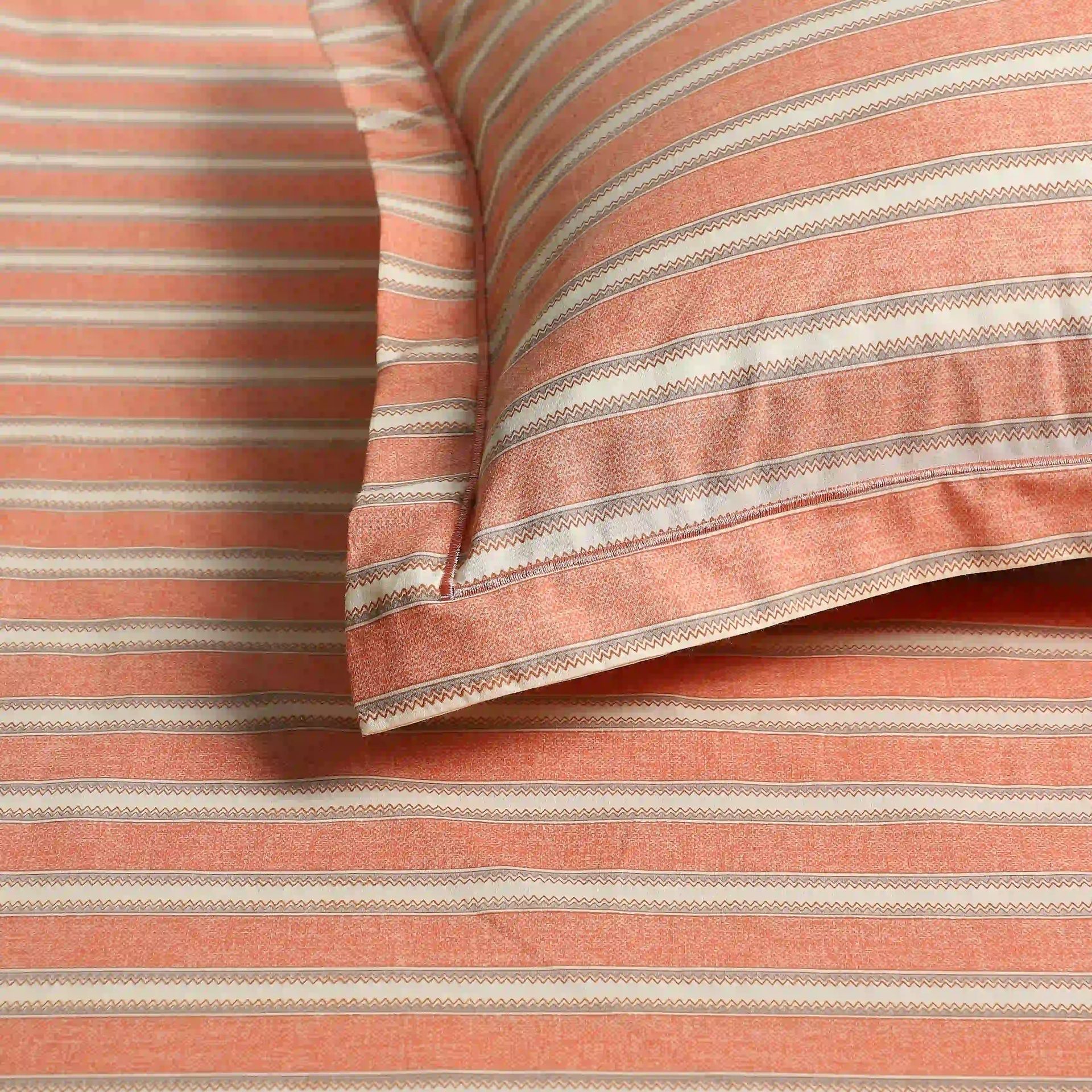 Geometric 200 TC Cotton Peach King Fitted Sheet Set | Threadscapes
