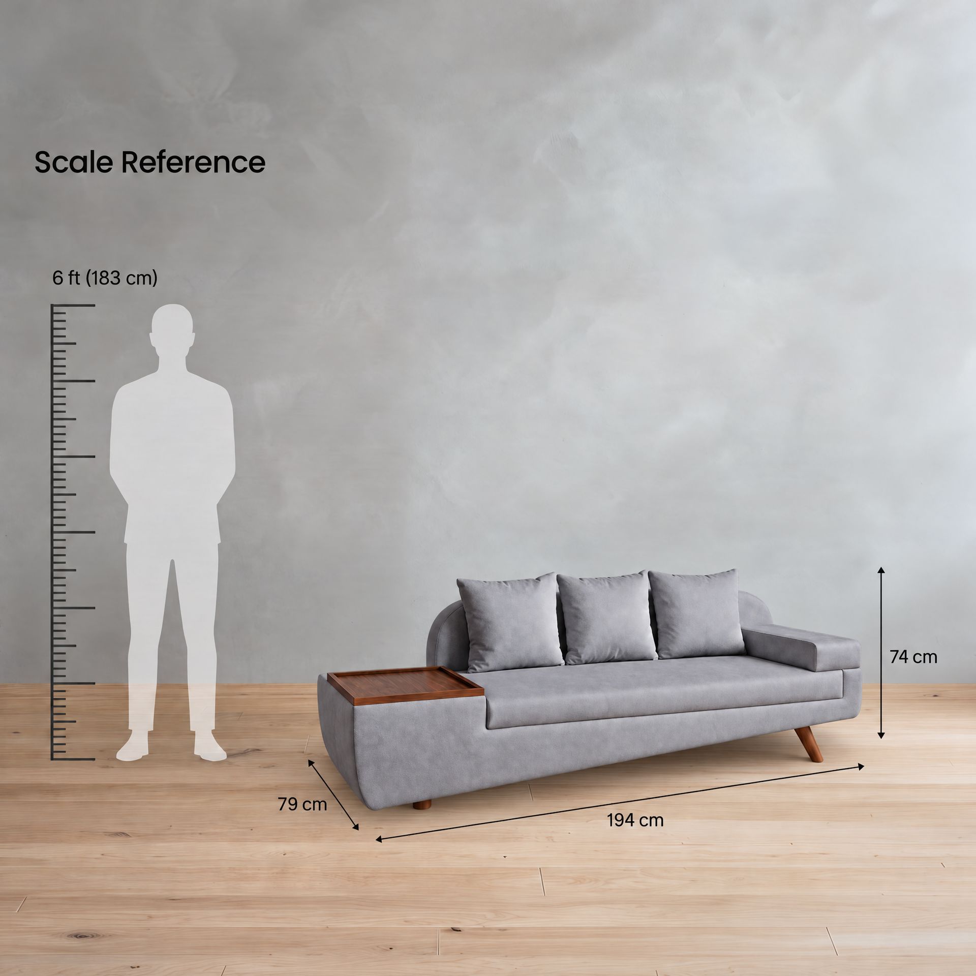 Wedge Sofa with Right Arm