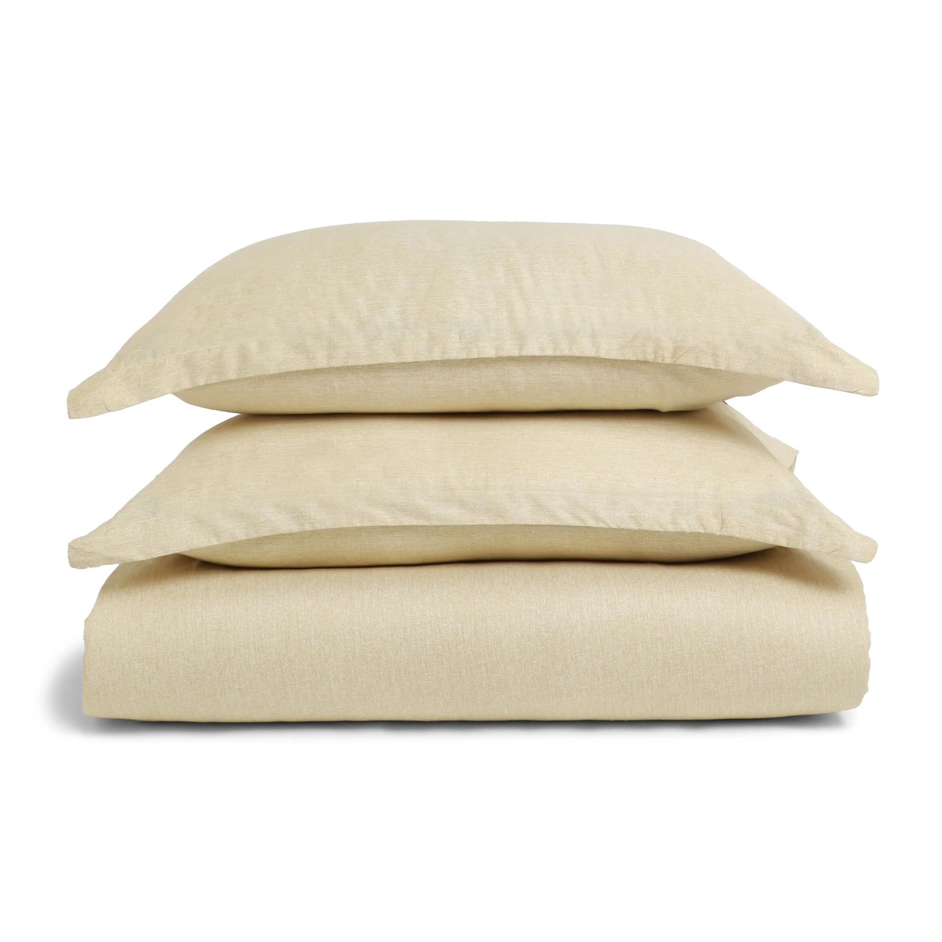 Textured 250 TC 100% Cotton Beige King Fitted Sheet Set | Yutori