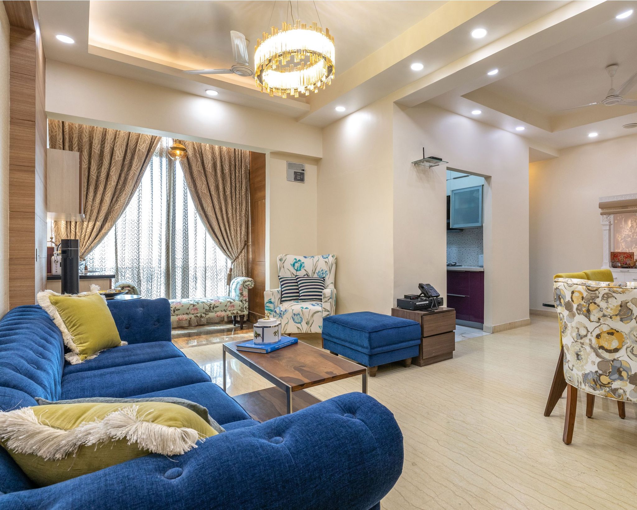 Ceiling Design Subtle False Ceiling Design With Subtle Colours And Chandelier | Livspace