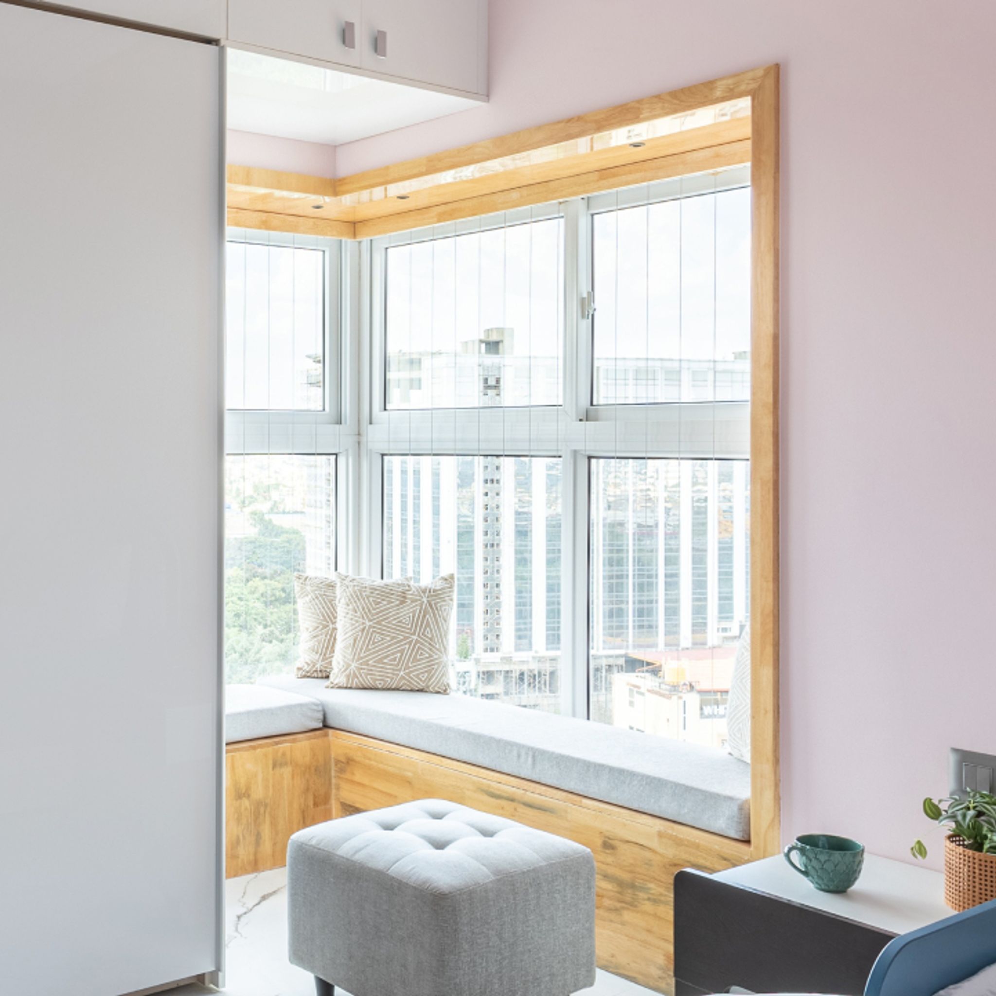 UPVC Window Design With Wooden Panelling | Livspace