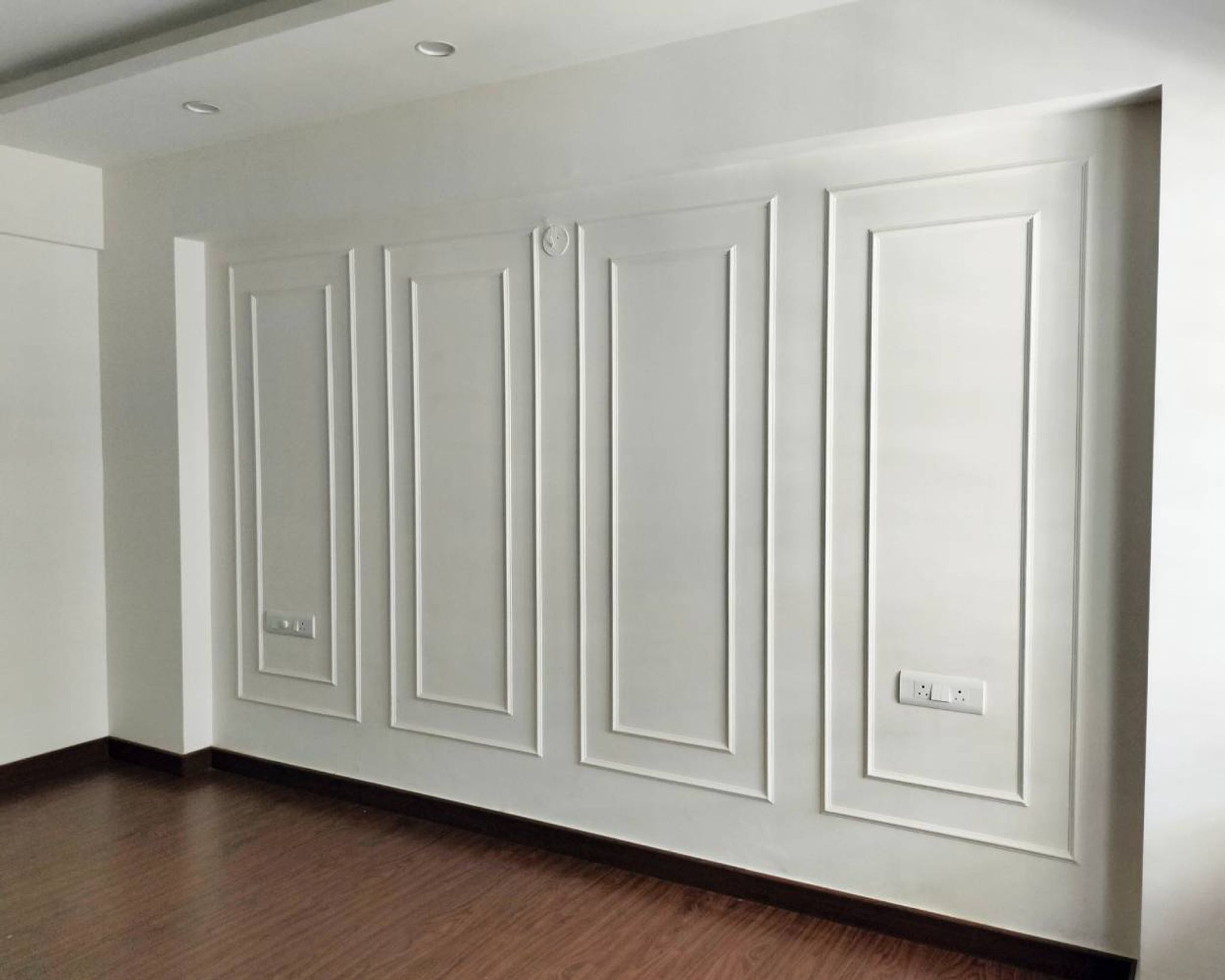 2BHK Interior Design in Bangalore with 2-Door White Sliding Wardrobe