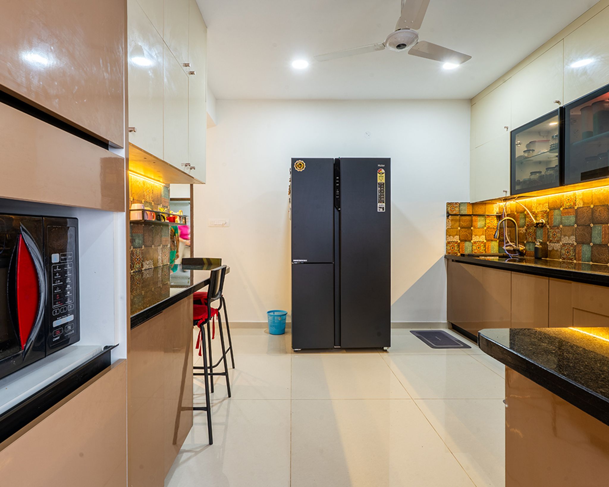 2BHK Modern Style Interior Design in Hyderabad with Living Room with ...
