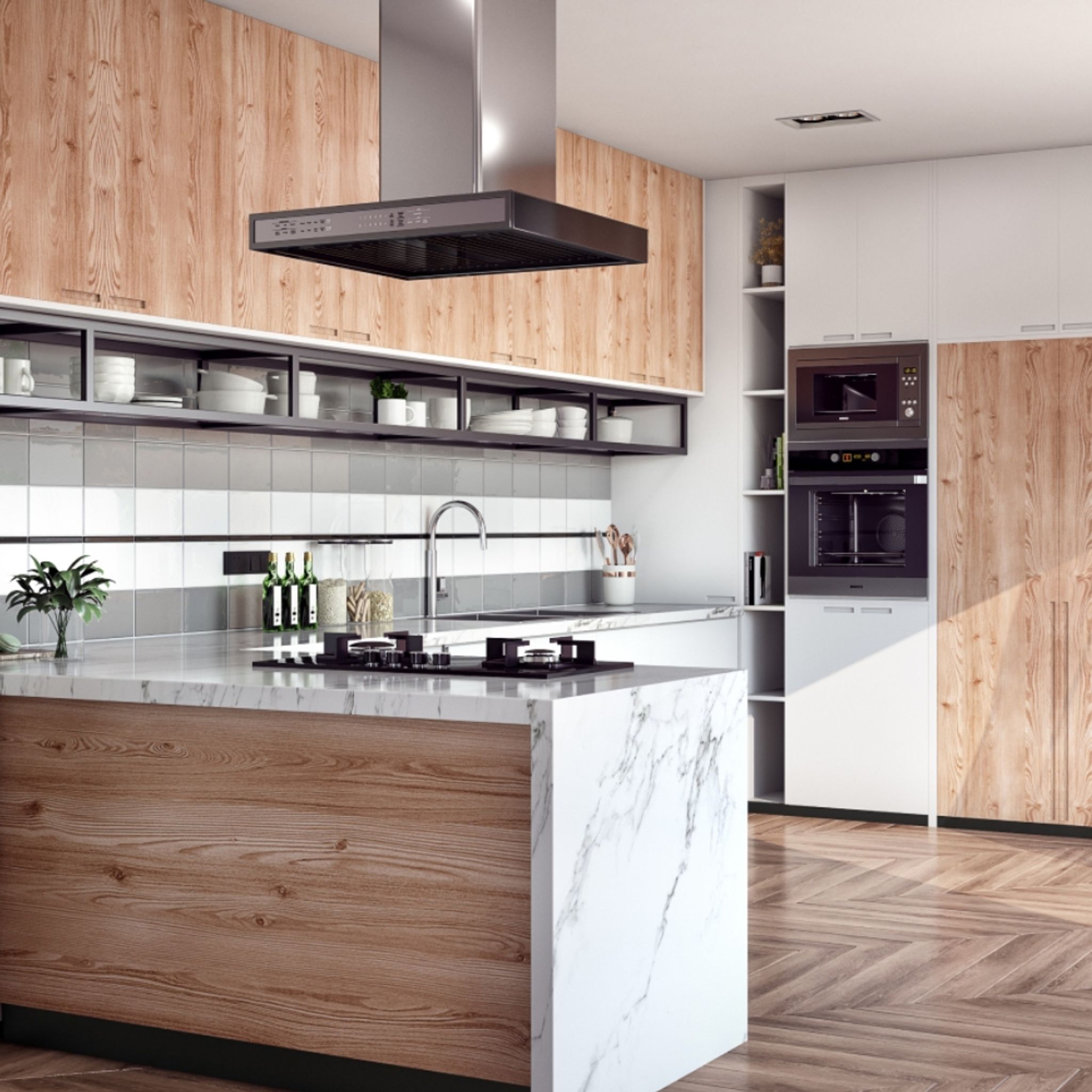 Contemporary White and Grey Matte Ceramic Tile Design - 150x150 mm ...