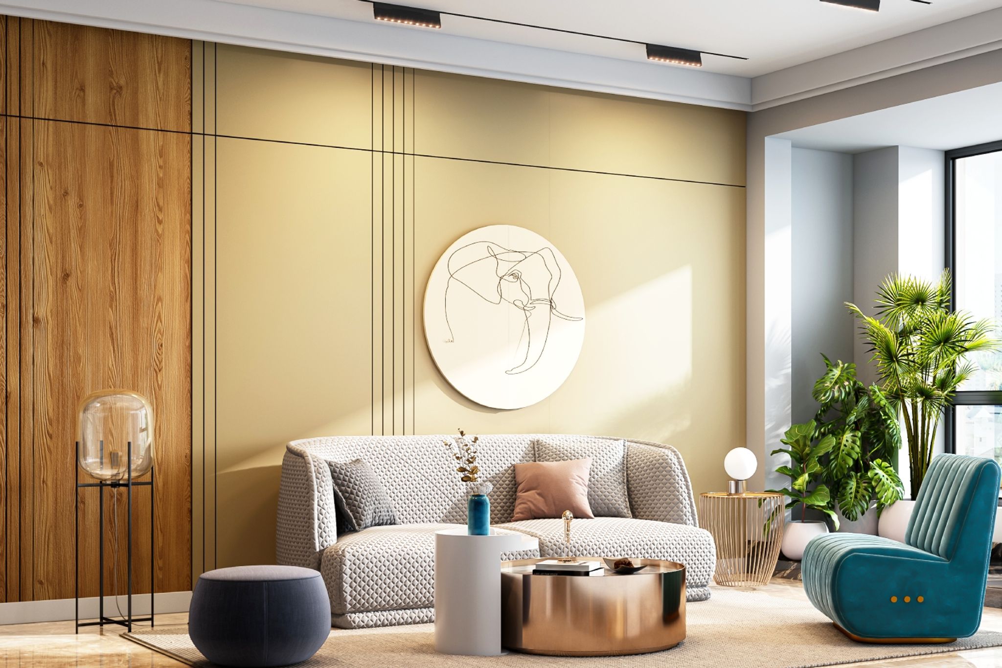 Single-Layered Gypsum Ceiling Design With Spot Lights | Livspace