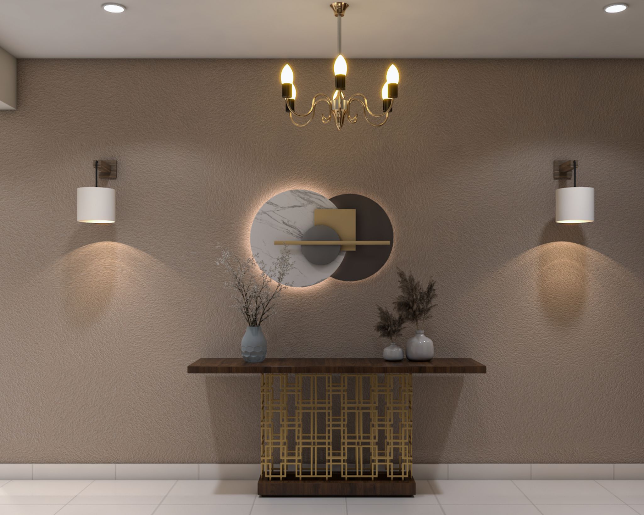 Minimal Beige Wall Paint Design for Foyer and Living Room | Livspace
