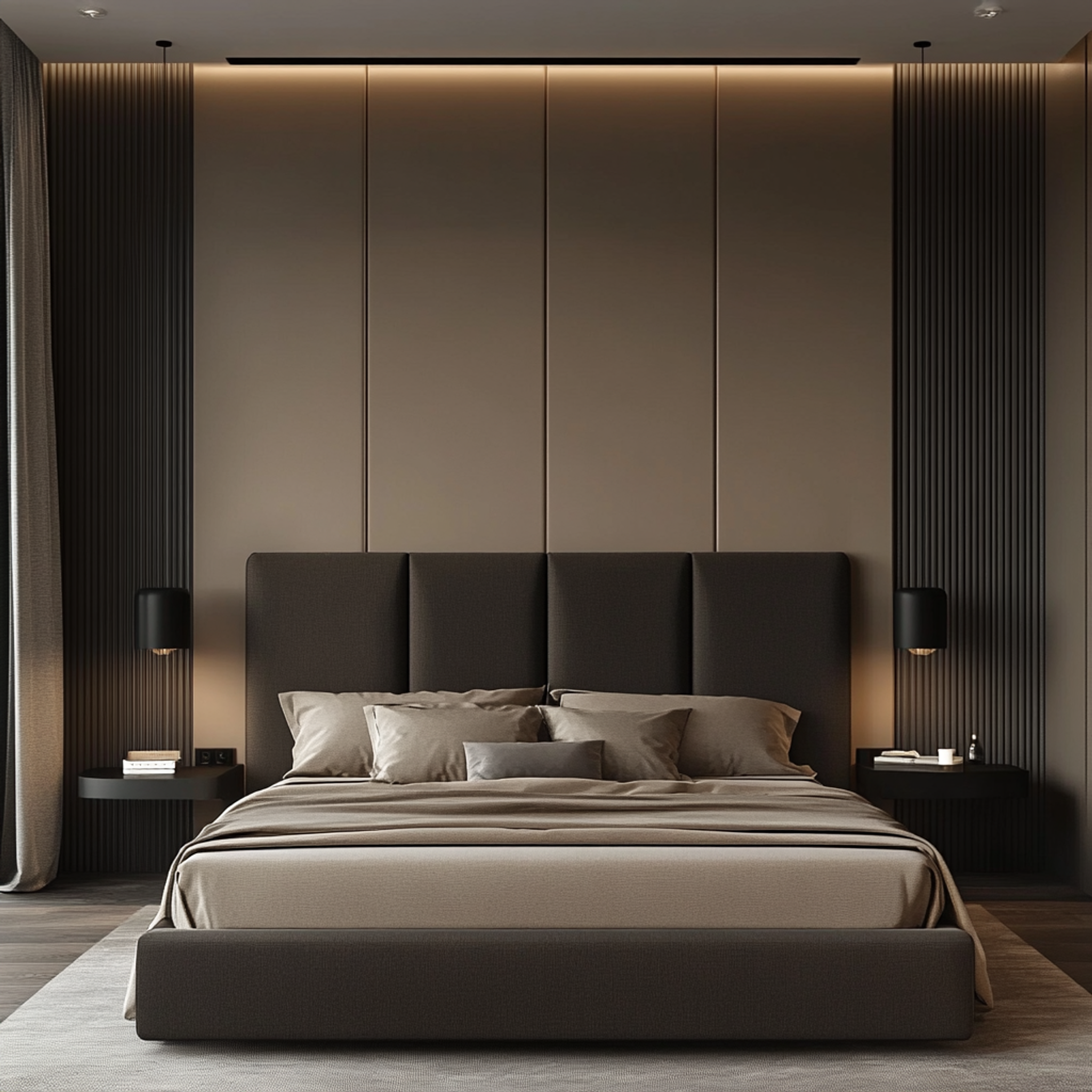 Vertical Paneling Modern Wall Panels in Beige and Grey for Bedrooms ...