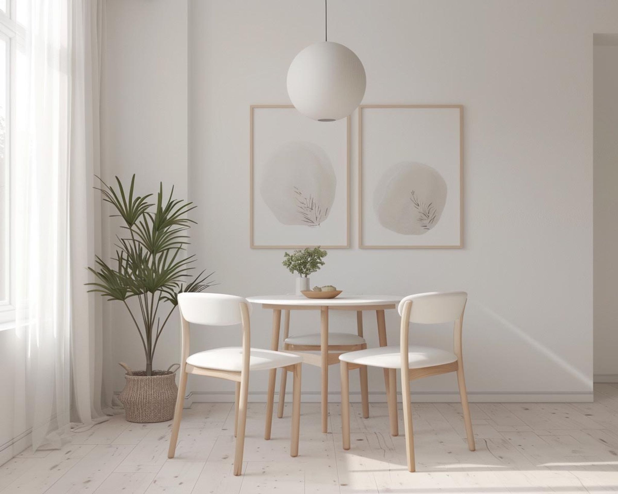 Elegant Scandinavian Dining Room Design with Small Table with Wooden