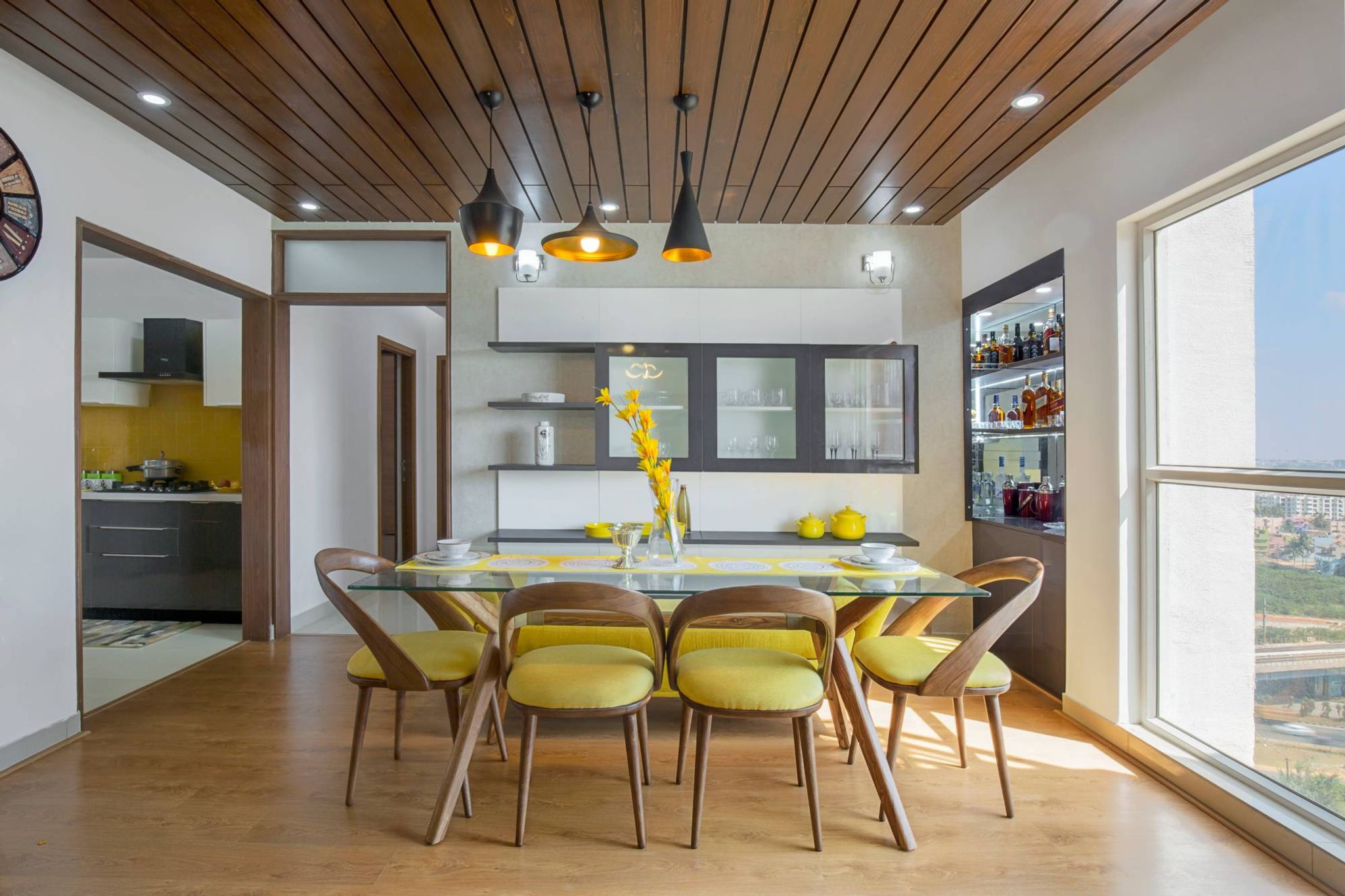 Spacious Wooden False Ceiling Design | Livspace