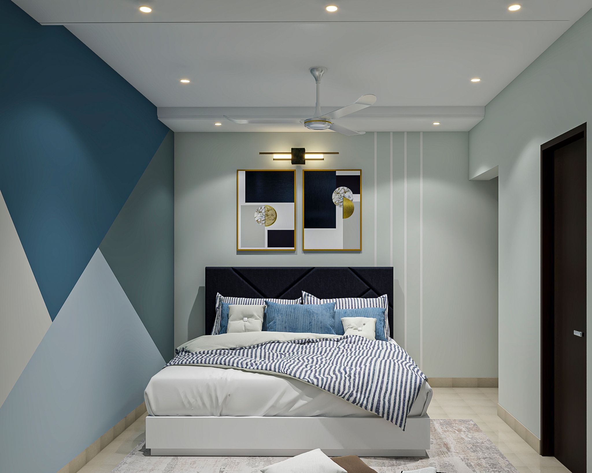 Single-Layer Gypsum False Ceiling Design with Spotlights and Modern ...