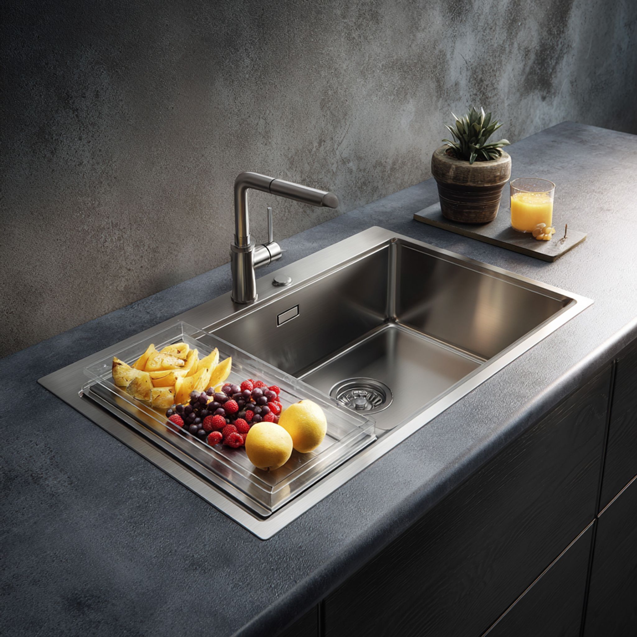 Top Mount Stainless Steel Kitchen Sink Design with Integrated ...