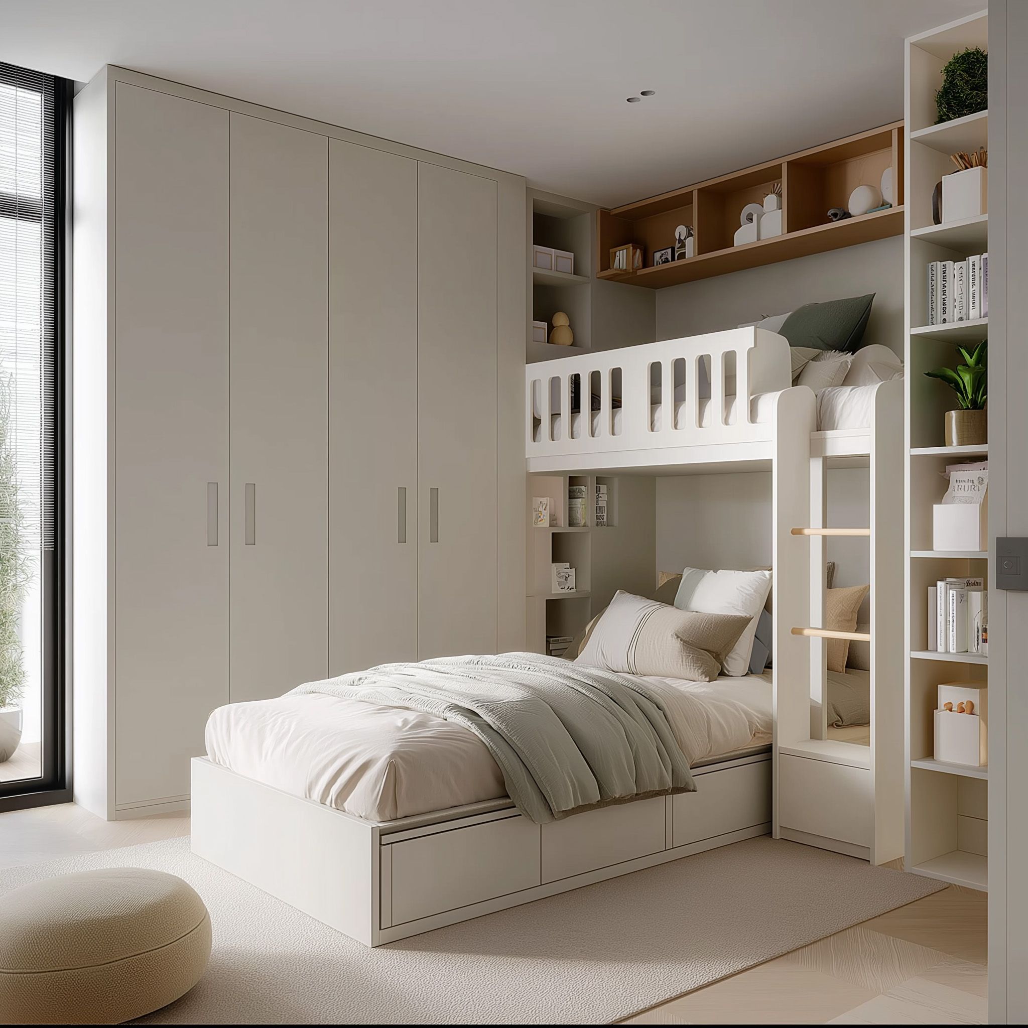 Space Saving Kids Bedroom Design with Bunk Beds and Storage | Livspace
