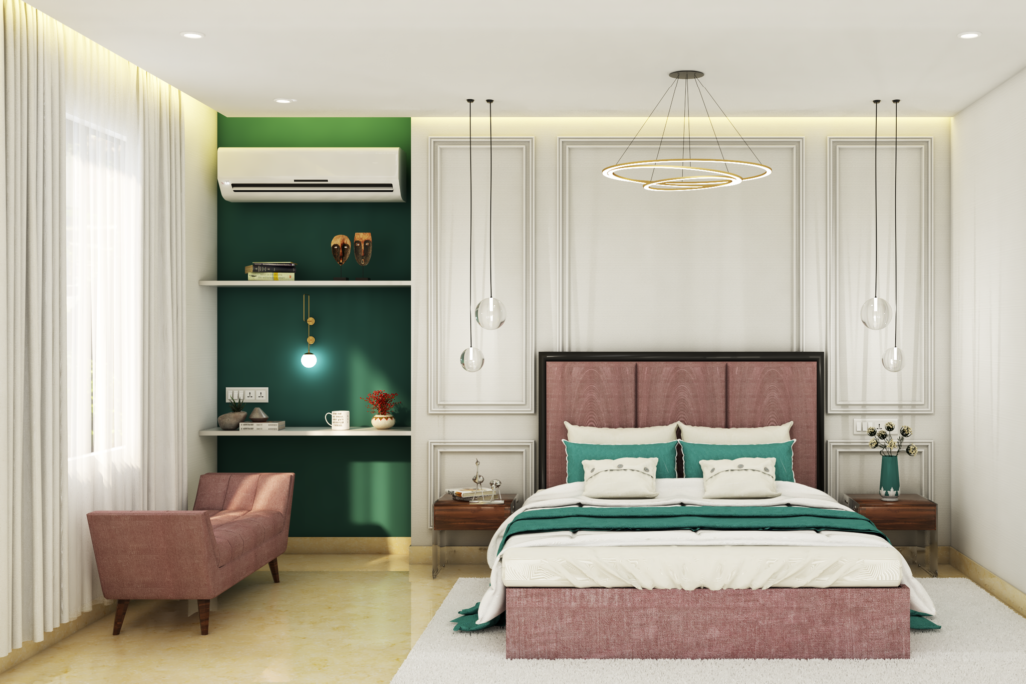 Bedroom Wall Design With Minimal Wall Trims | Livspace