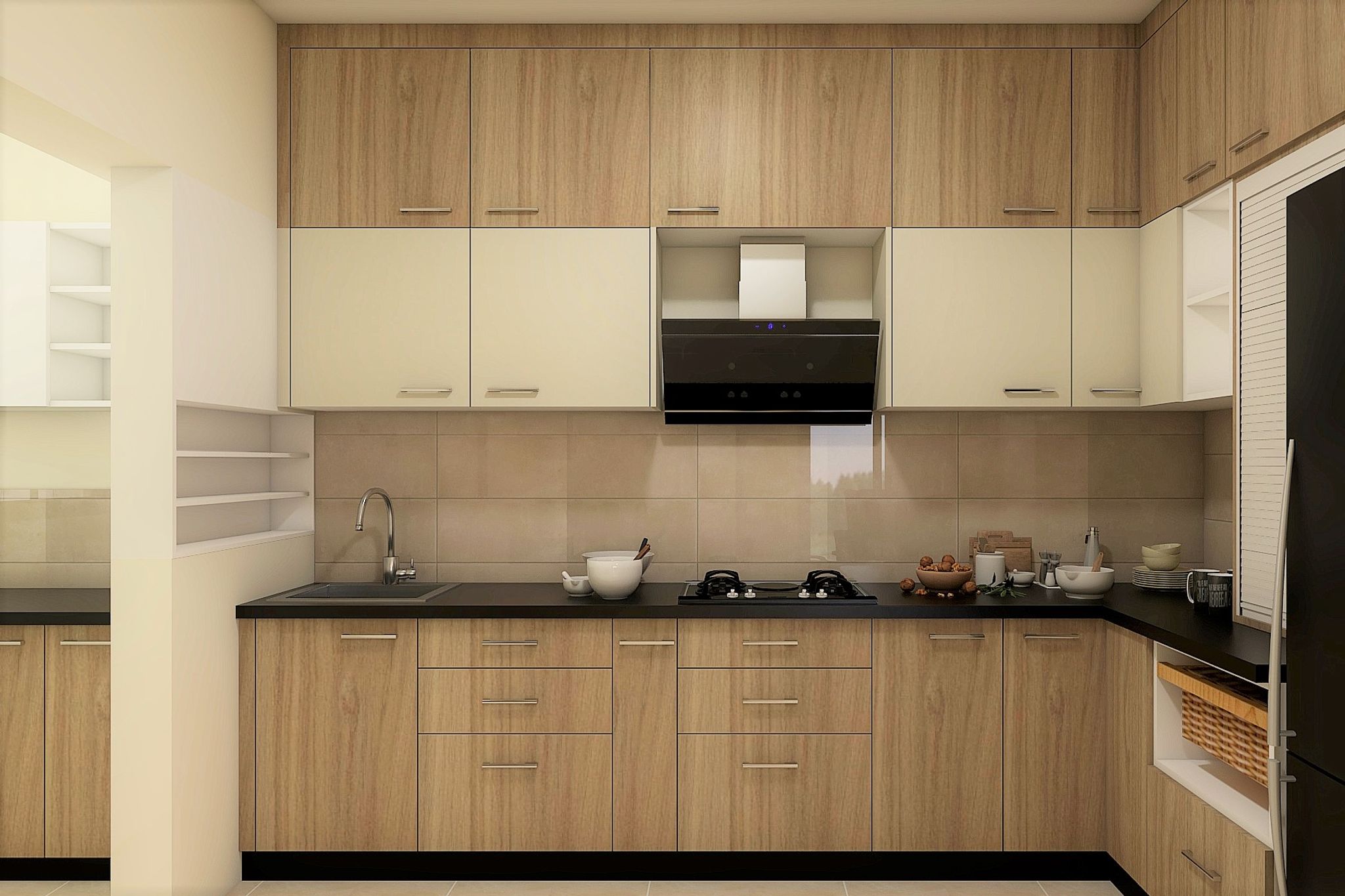 Spacious Modular Kitchen With Elegant Interiors | Livspace