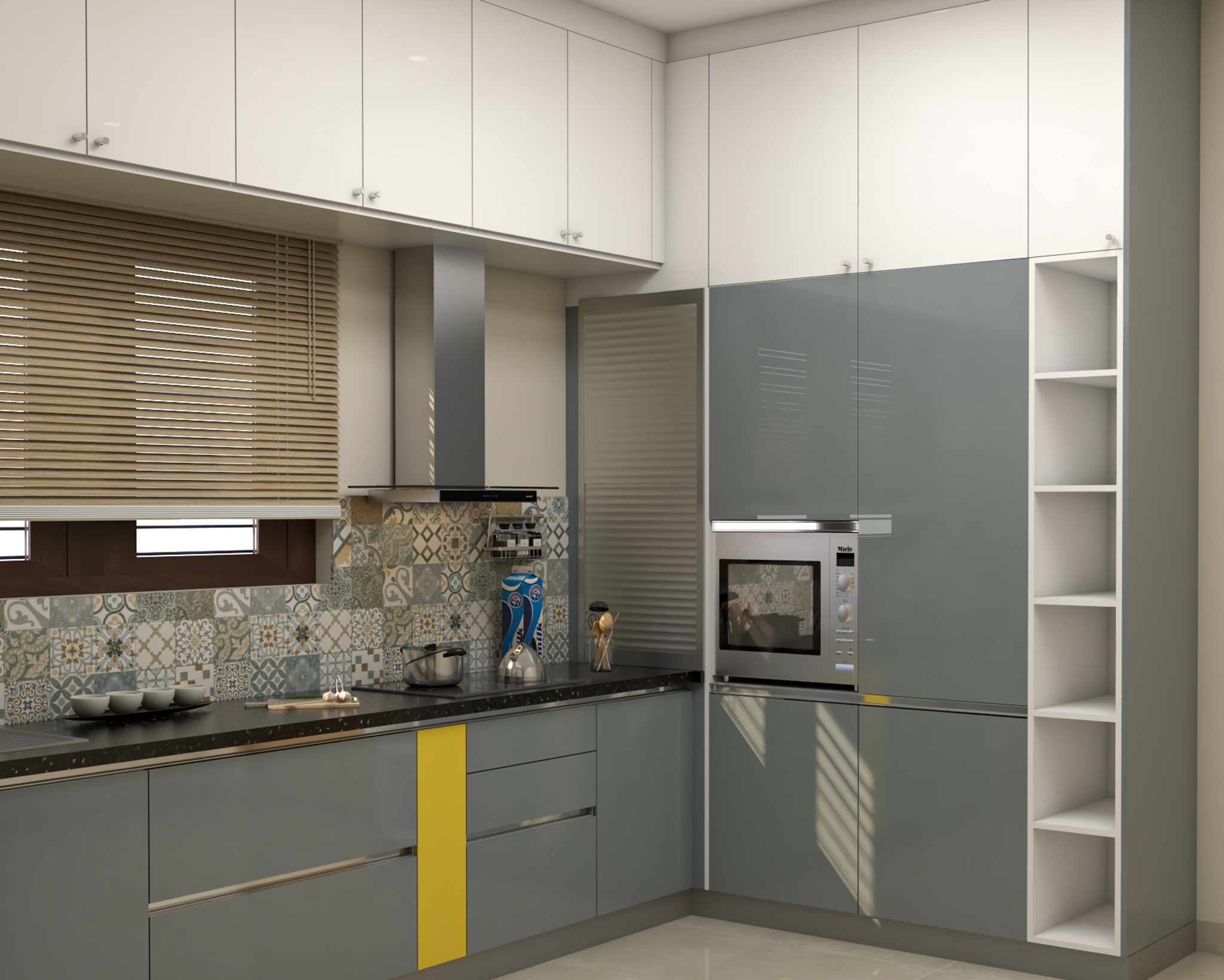 Spacious Kitchen Design With Contemporary Bright Interiors | Livspace