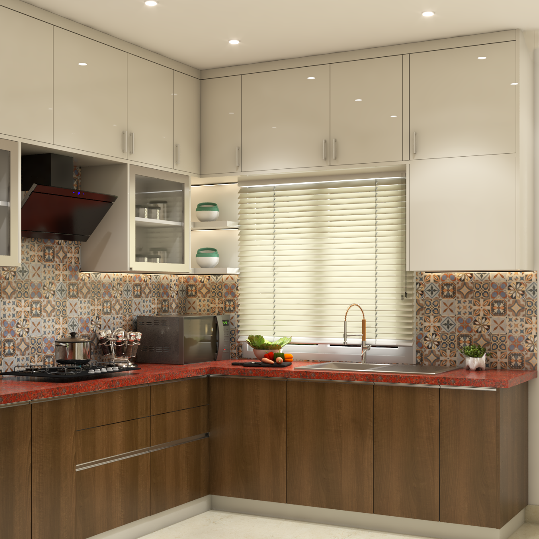 Kitchen Display Unit Modern Kitchen Design With Display Unit | Kitchen Cabinets - Livspace