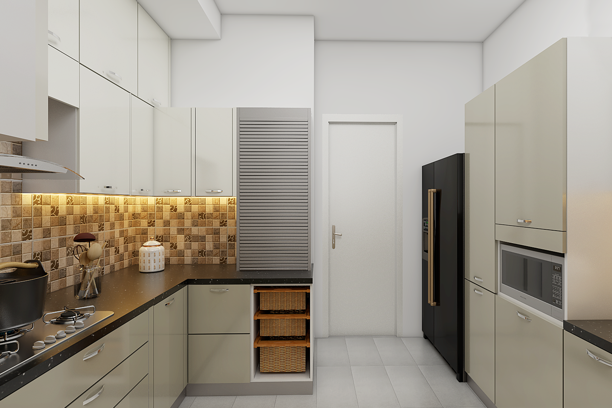 Modern Themed Spacious Convenient Kitchen Design | Livspace