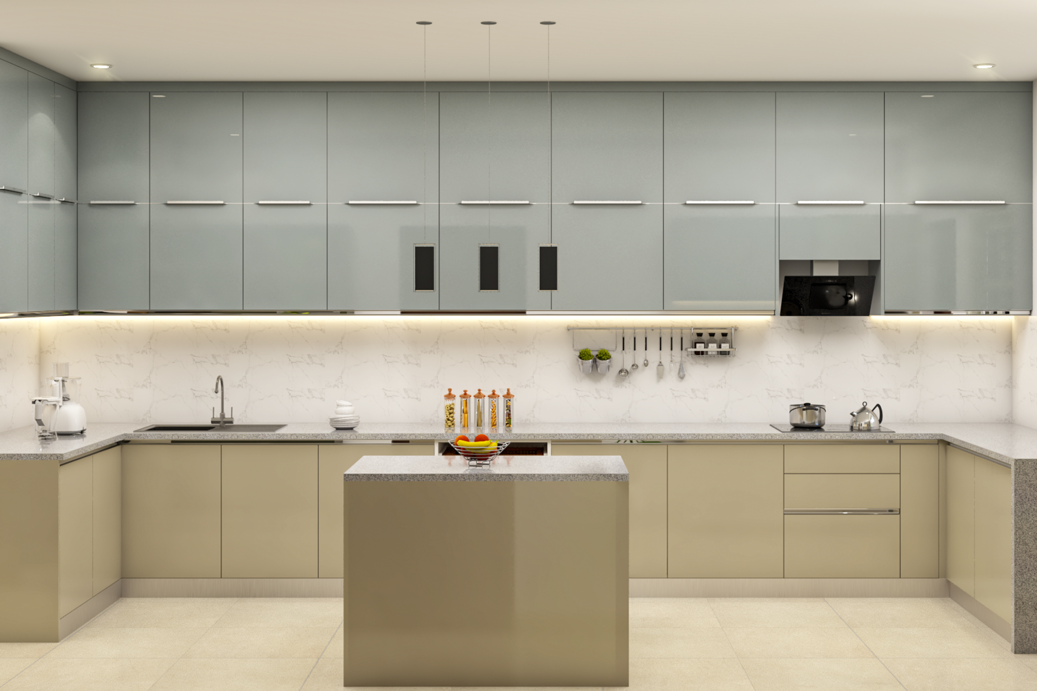 Modern Spacious Kitchen Design With Chimney | Livspace