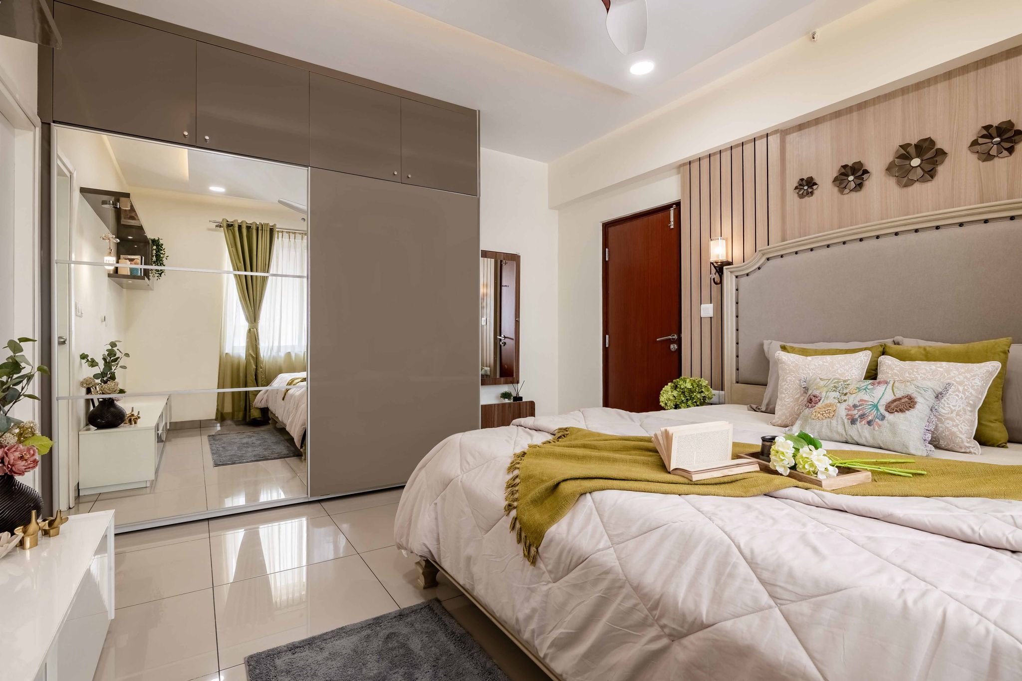 Spacious 2-Door Sliding Door Wardrobe With Mirror And Cappuccino-Toned ...