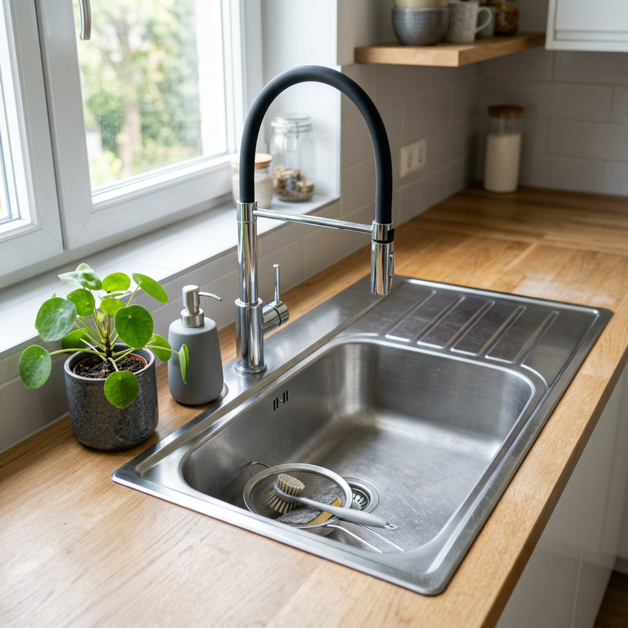 Kitchen Sink Design with Top Mount Stainless Steel Single Bowl | Livspace