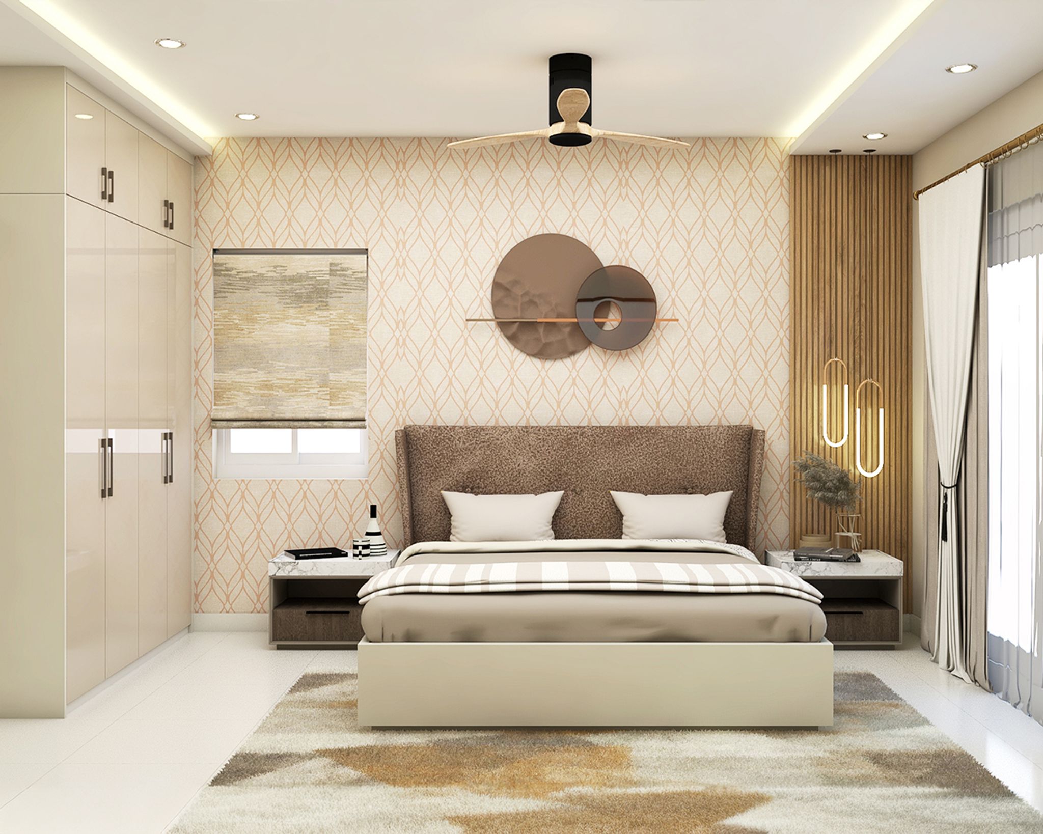 Master Bedroom Design with Contemporary King Bed and Floating Bedside ...