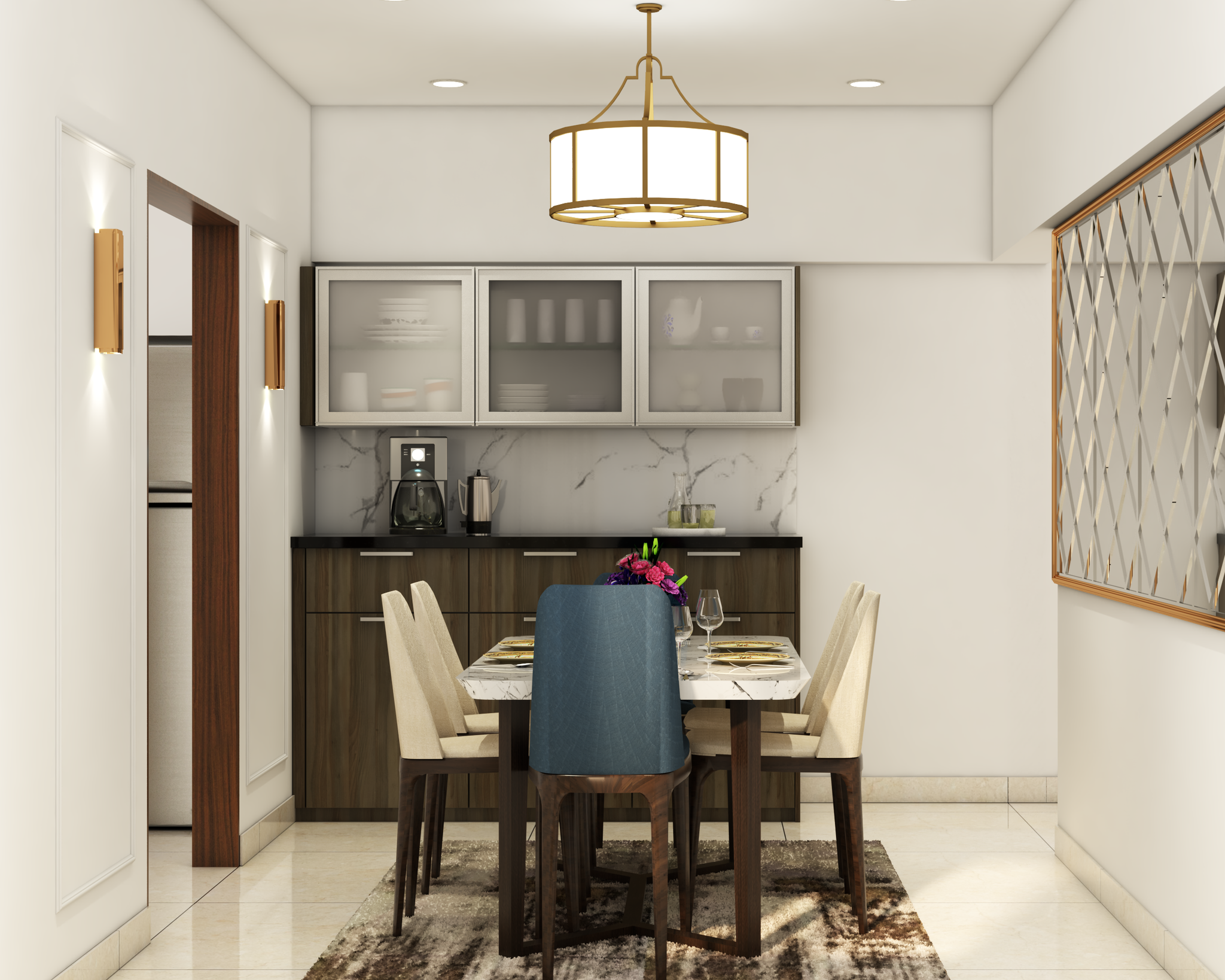 Convenient Low Maintenance Modern Style Dining Room Design I Livspace