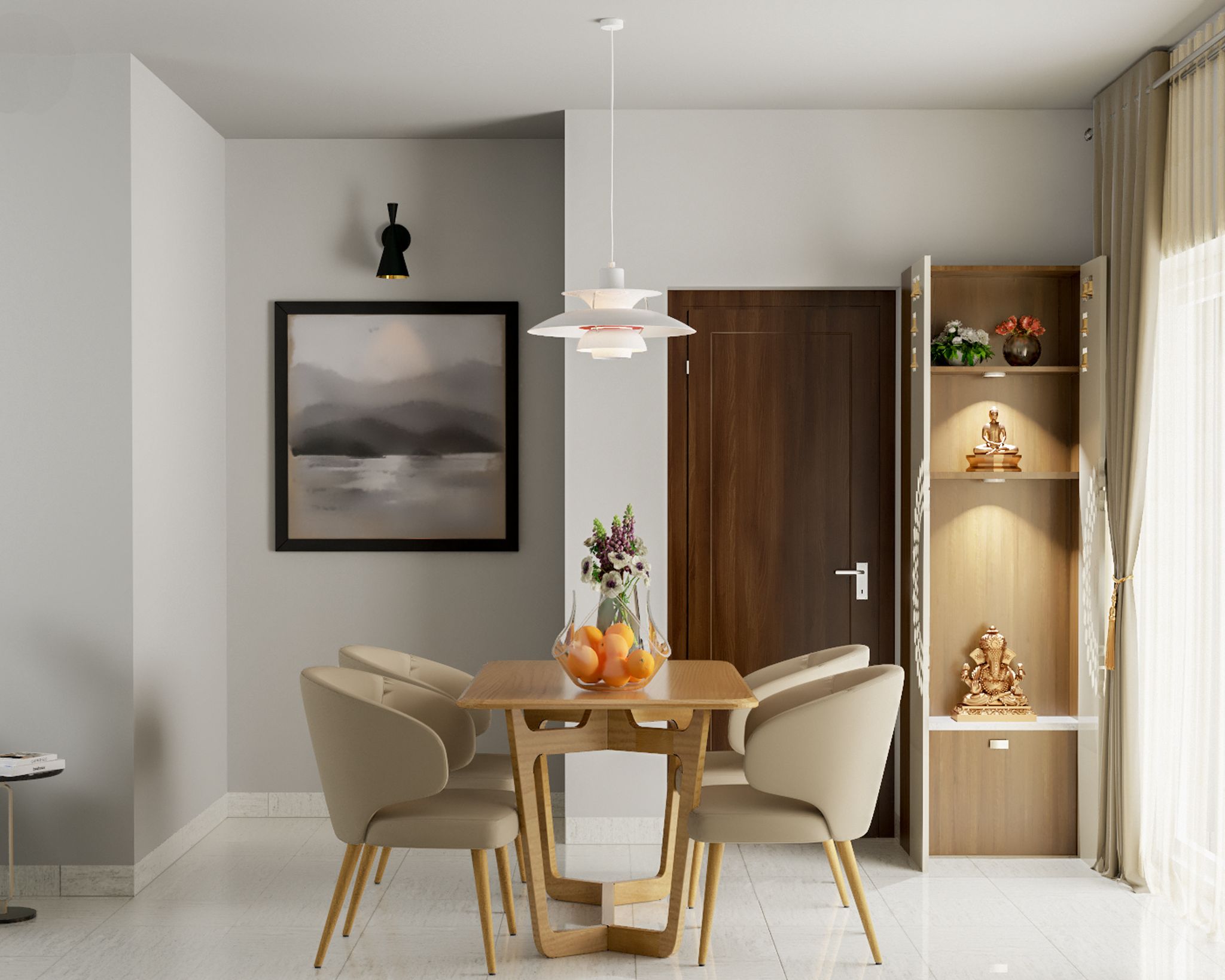 Modern Style Convenient Low Maintenance Dining Room Layout | Livspace
