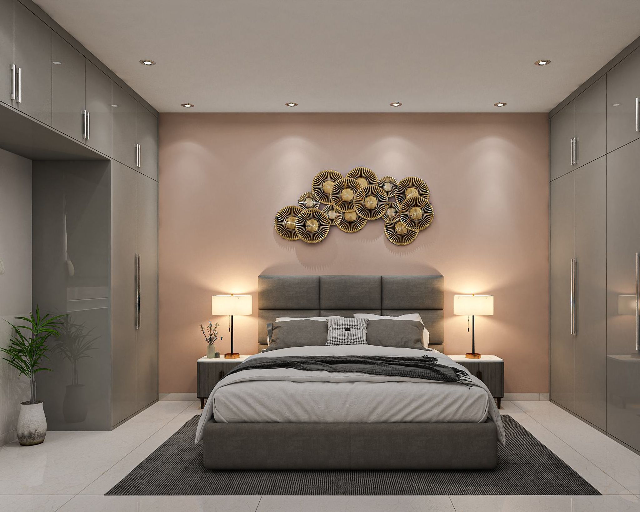 Spacious Guest Bedroom Design With Full-Height Wardrobe | Livspace