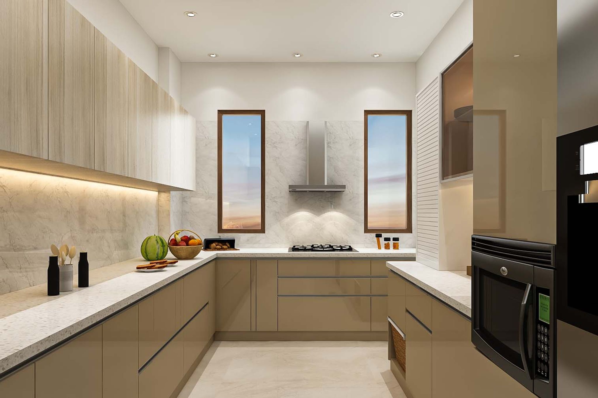 Spacious Modular Design With Beige Interiors | Livspace