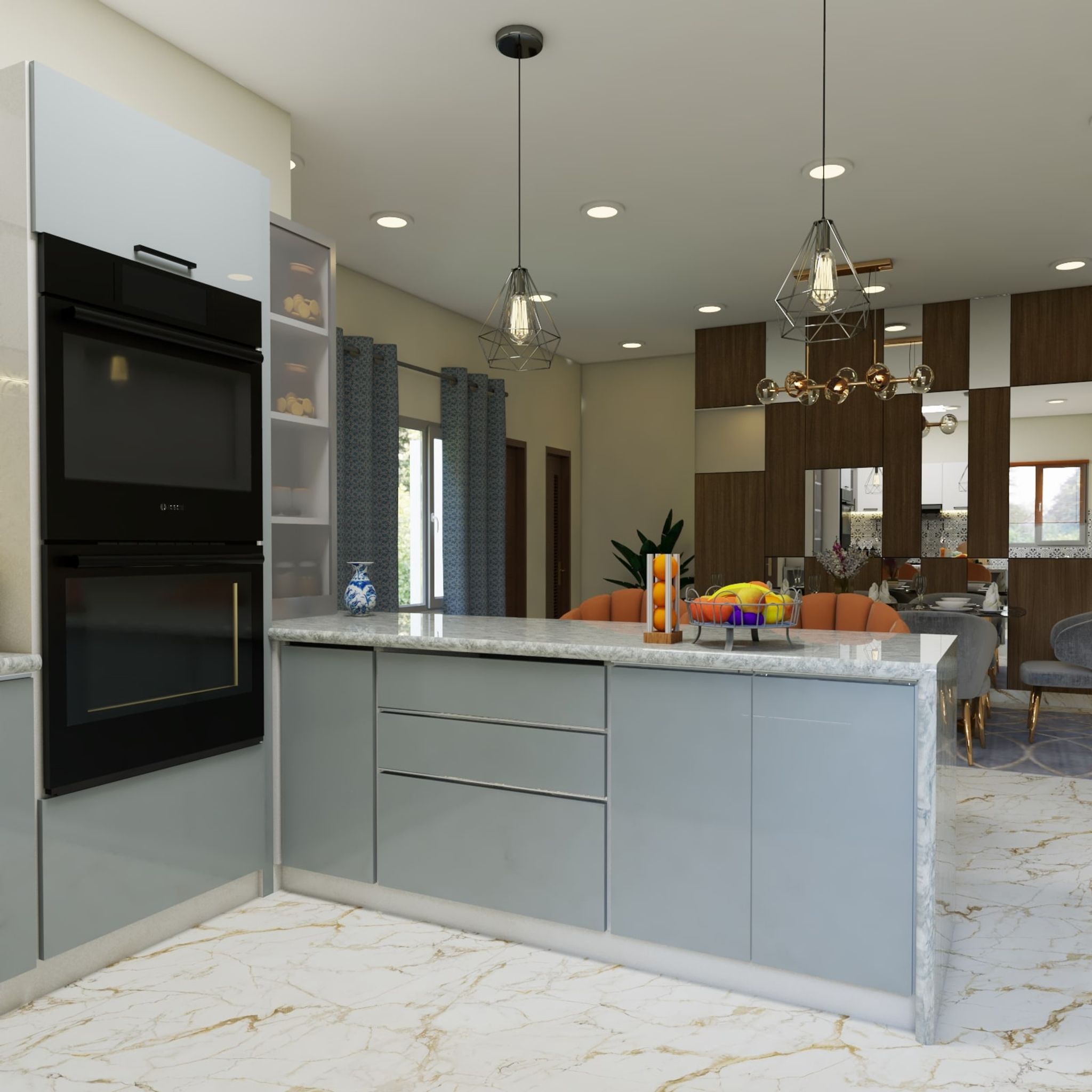 Spacious Kitchen Design With Kitchen Island | Livspace