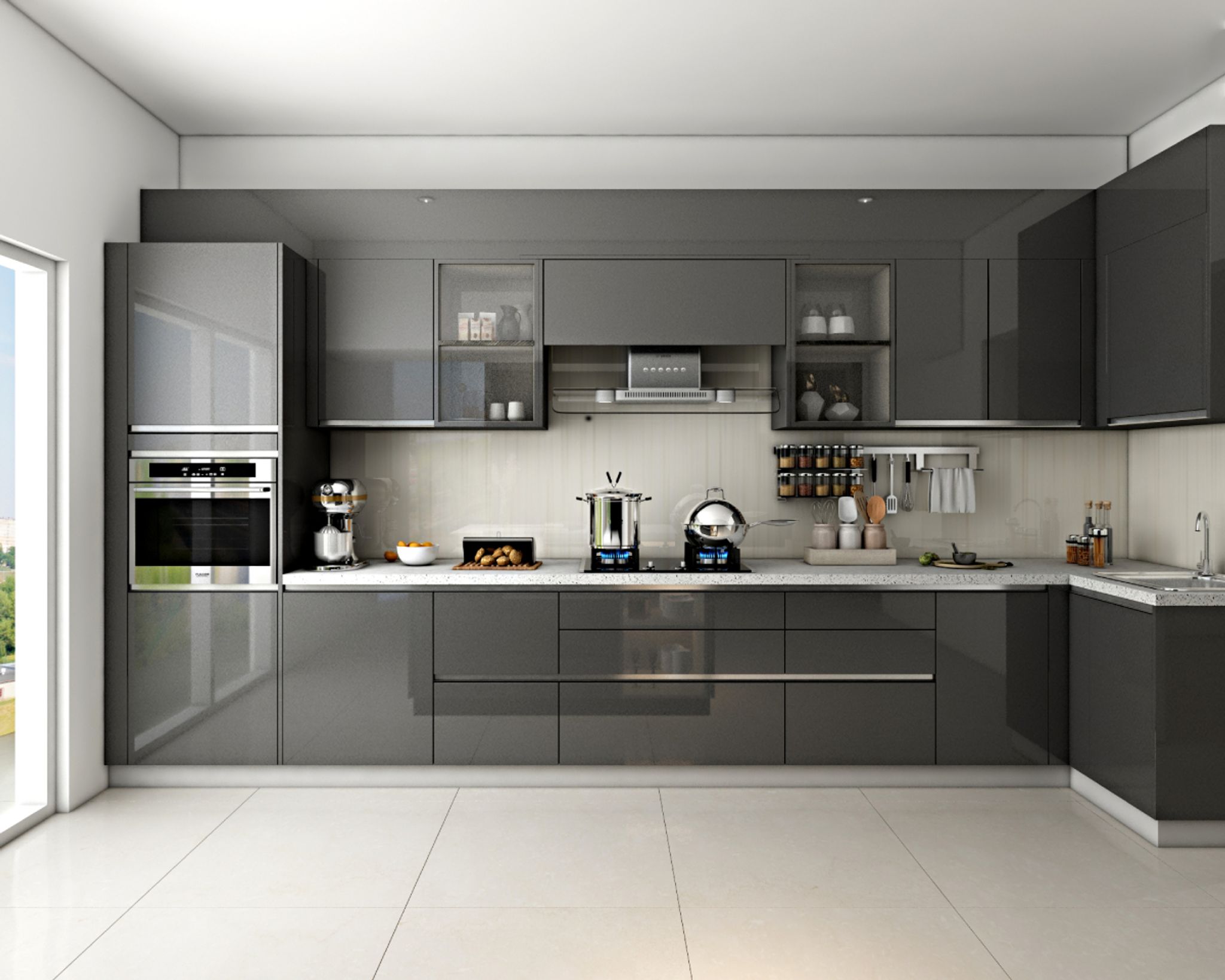 Spacious Kitchen Design With Kitchen Island | Livspace