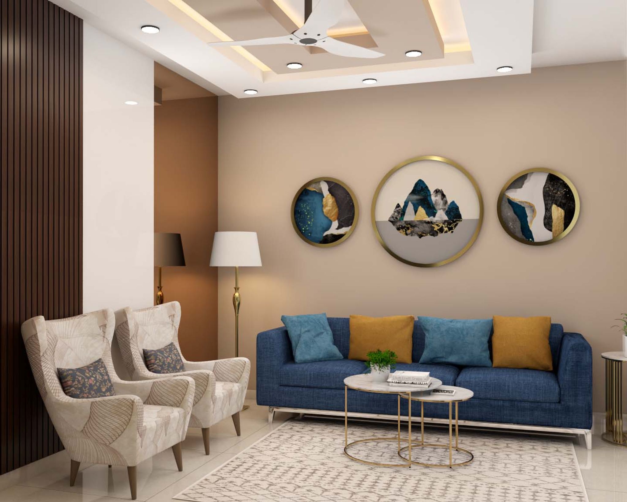 Contemporary Style Living Room Design With Beautiful Interiors | Livspace