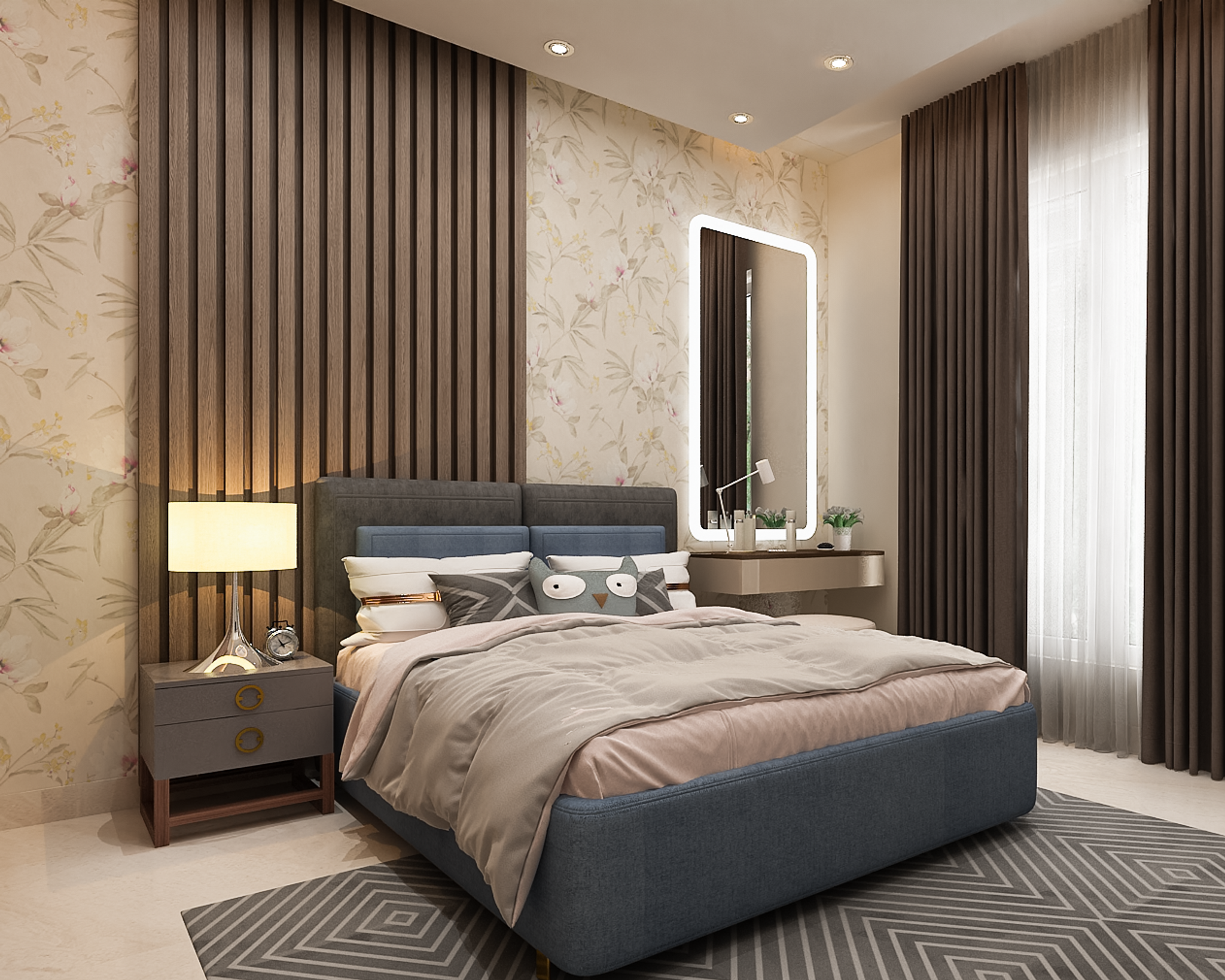 Modern Master Bedroom Design With Wooden Panels | Livspace