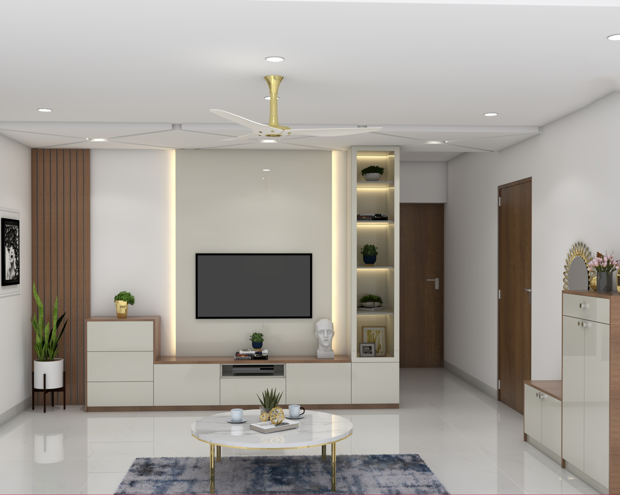 Spacious TV Unit Design Idea With Drawers And Shelves | Livspace