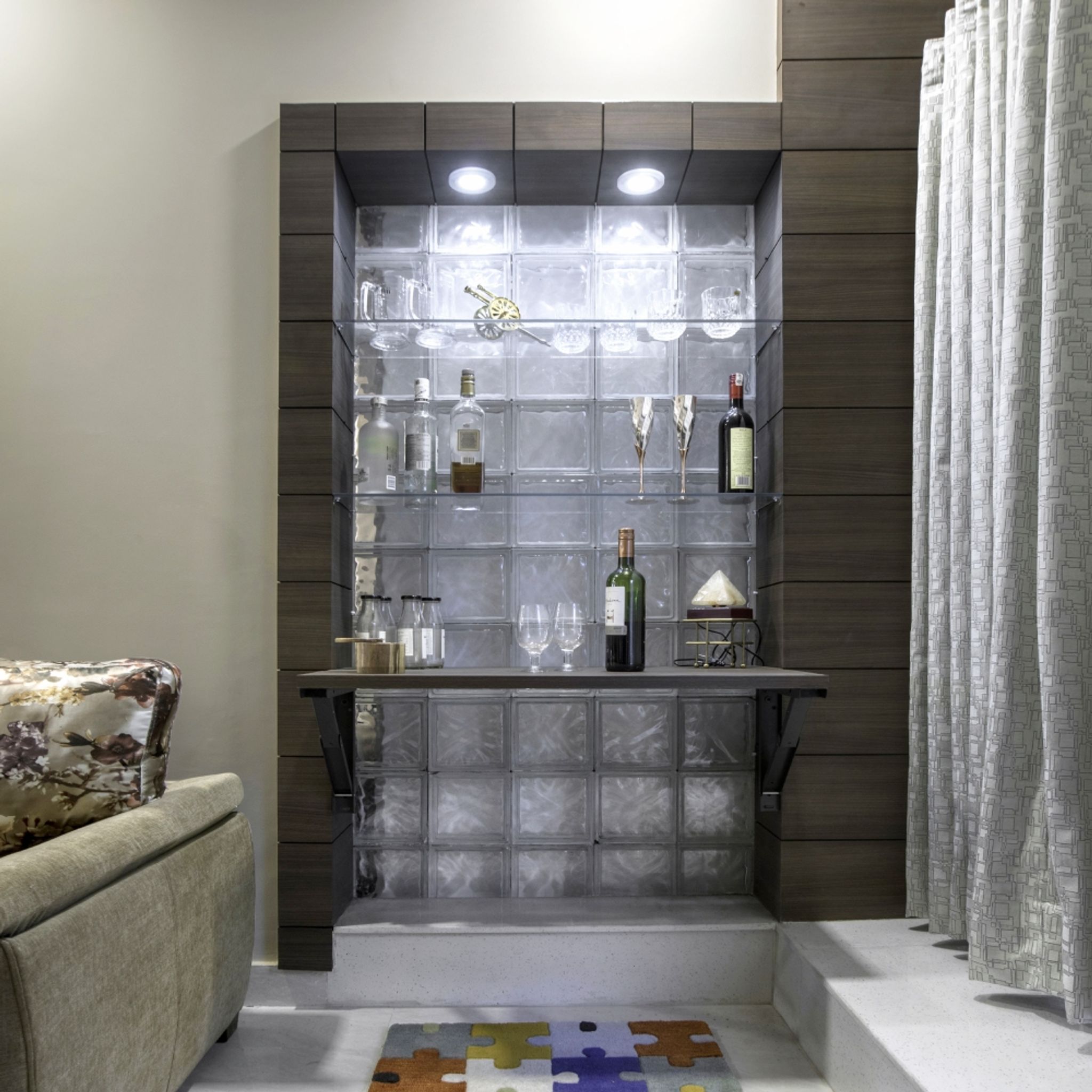Stylish and Space-Saving Home Bar Unit Design with Foldable Table for ...
