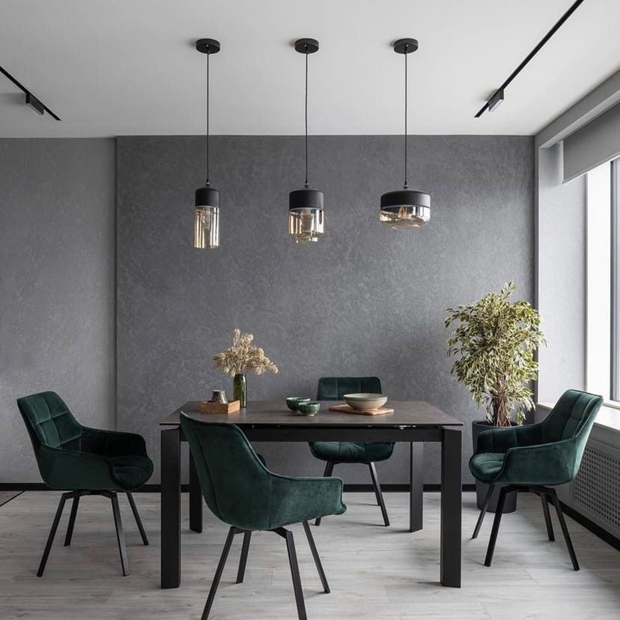 Contemporary 4-Seater Dining Room Design with Marble Top Table and ...