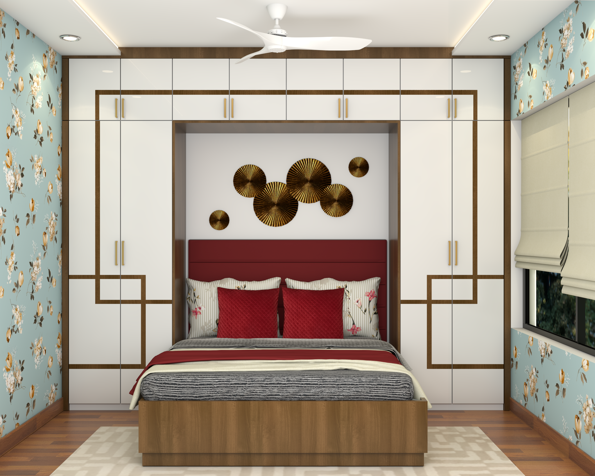 Modern Compact Master Bedroom Interior Design with Wardrobe Unit | Livspace