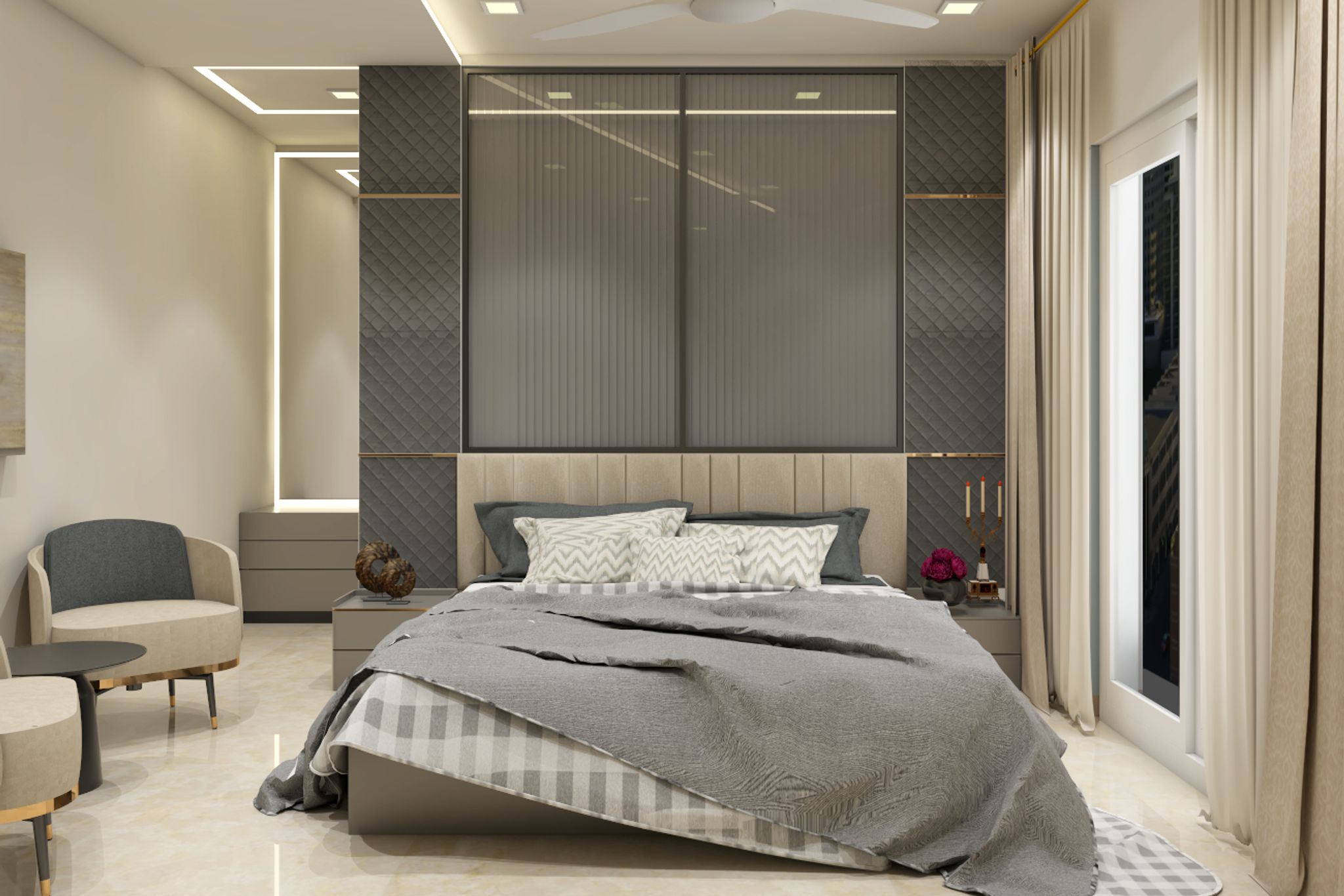 Contemporary Style Convenient Spacious Master Bedroom Design | Livspace - Spacious Master Bedrooms For Stress Relief